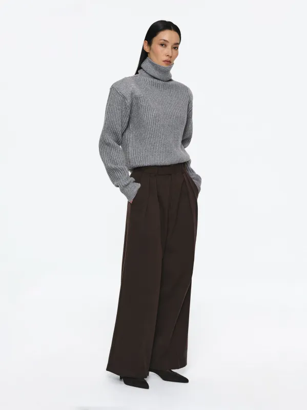 Double Pleated Trousers, Brown sold by Source Unknown