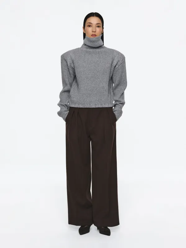 Padded Rib-Knit Sweater, Grey sold by Source Unknown