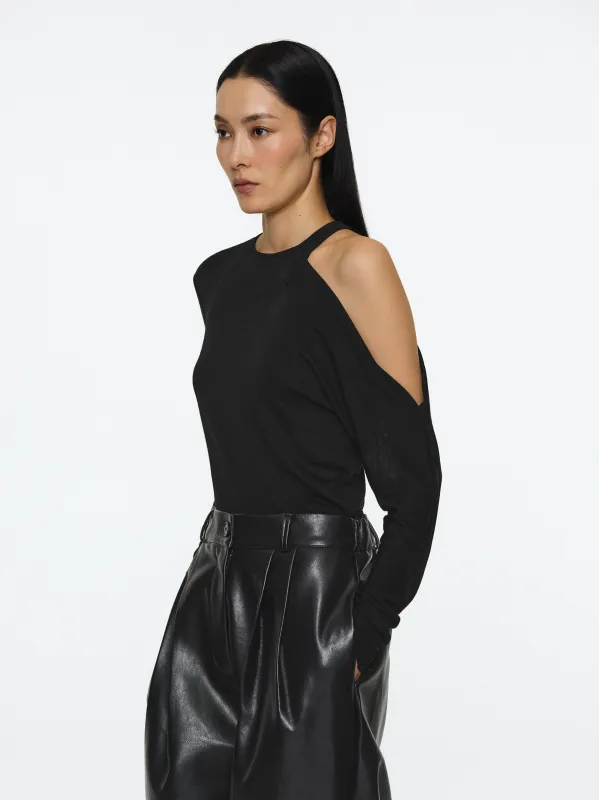 Double Layered Semi-Sheer Top, Black sold by Source Unknown