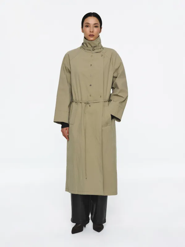 Stand Collar Trench Coat, Beige sold by Source Unknown