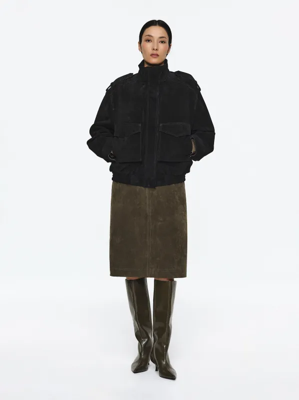 Padded Suede Jacket, Black sold by Source Unknown