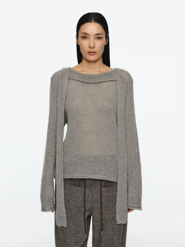 Scarf Collar Sweater, Grey sold by Source Unknown