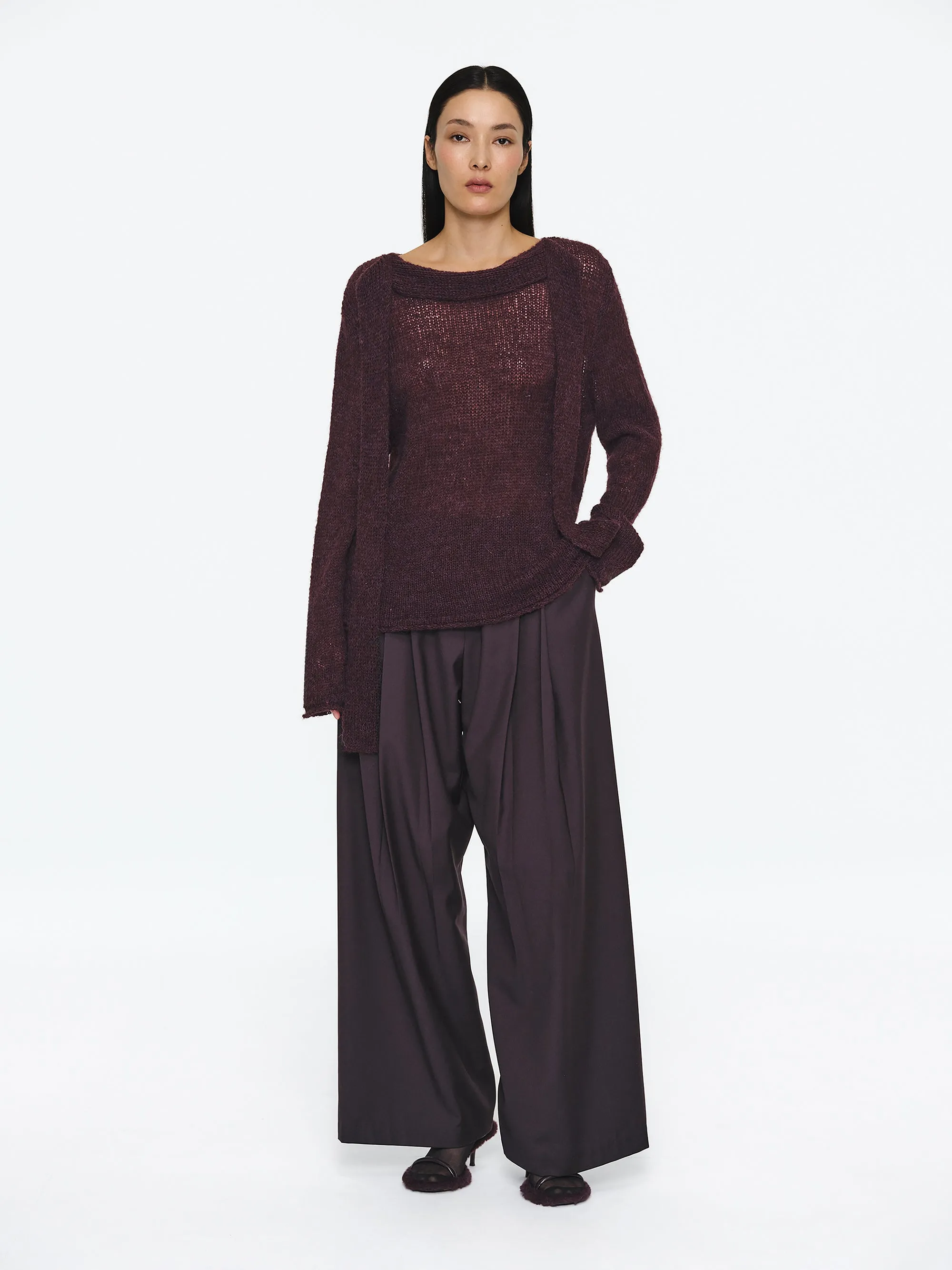Pleated Belted Trousers, Wine sold by Source Unknown product image thumbnail 3