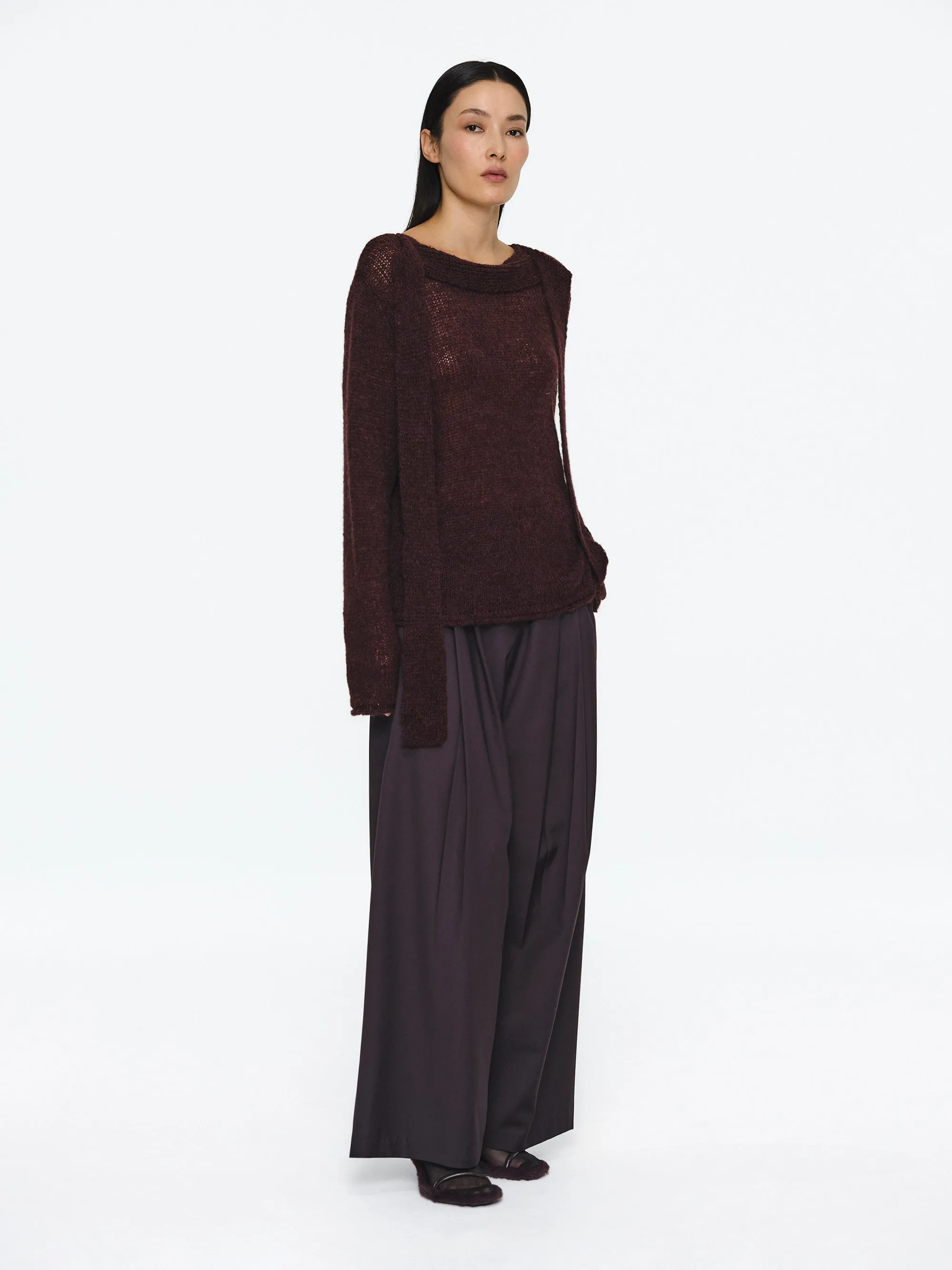 Pleated Belted Trousers, Wine sold by Source Unknown product image thumbnail 2