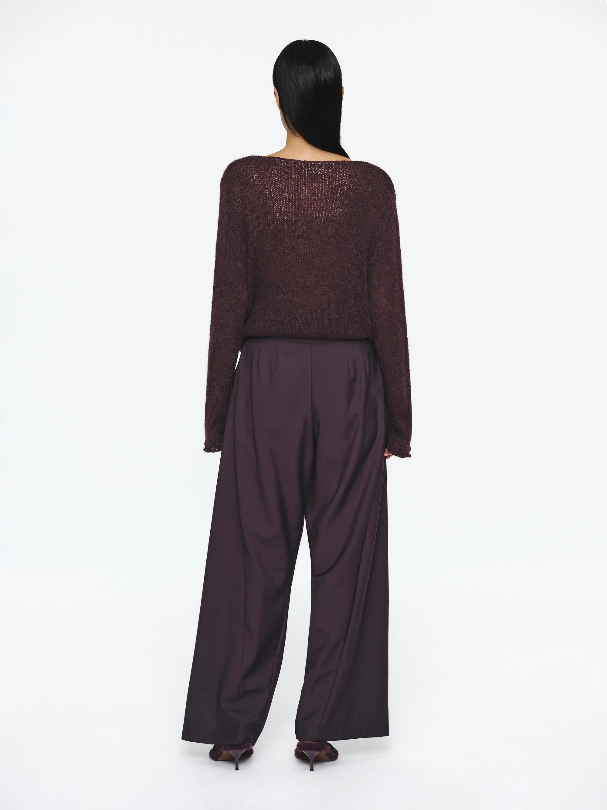 Pleated Belted Trousers, Wine sold by Source Unknown product image thumbnail 4
