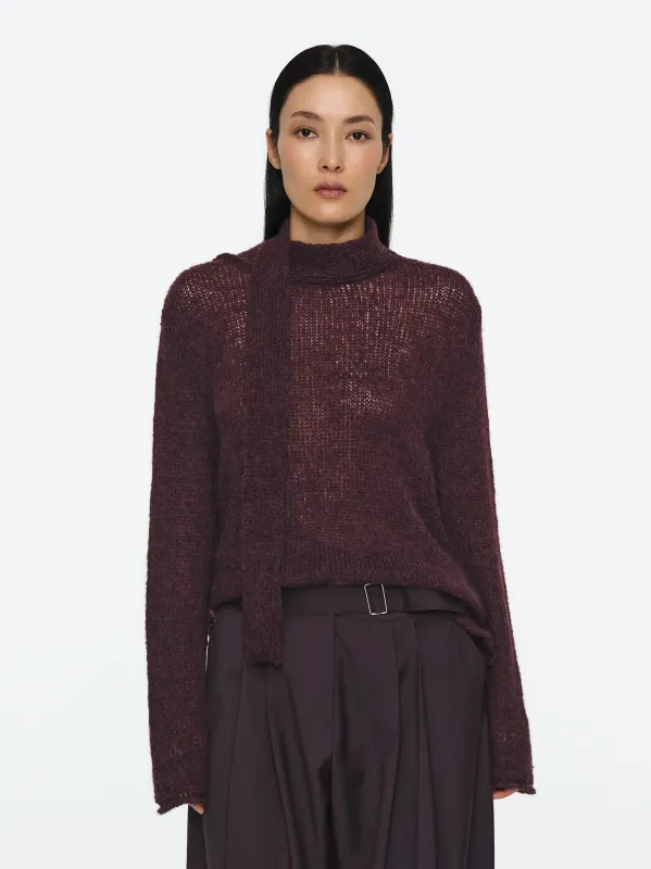 Scarf Collar Sweater, Wine sold by Source Unknown