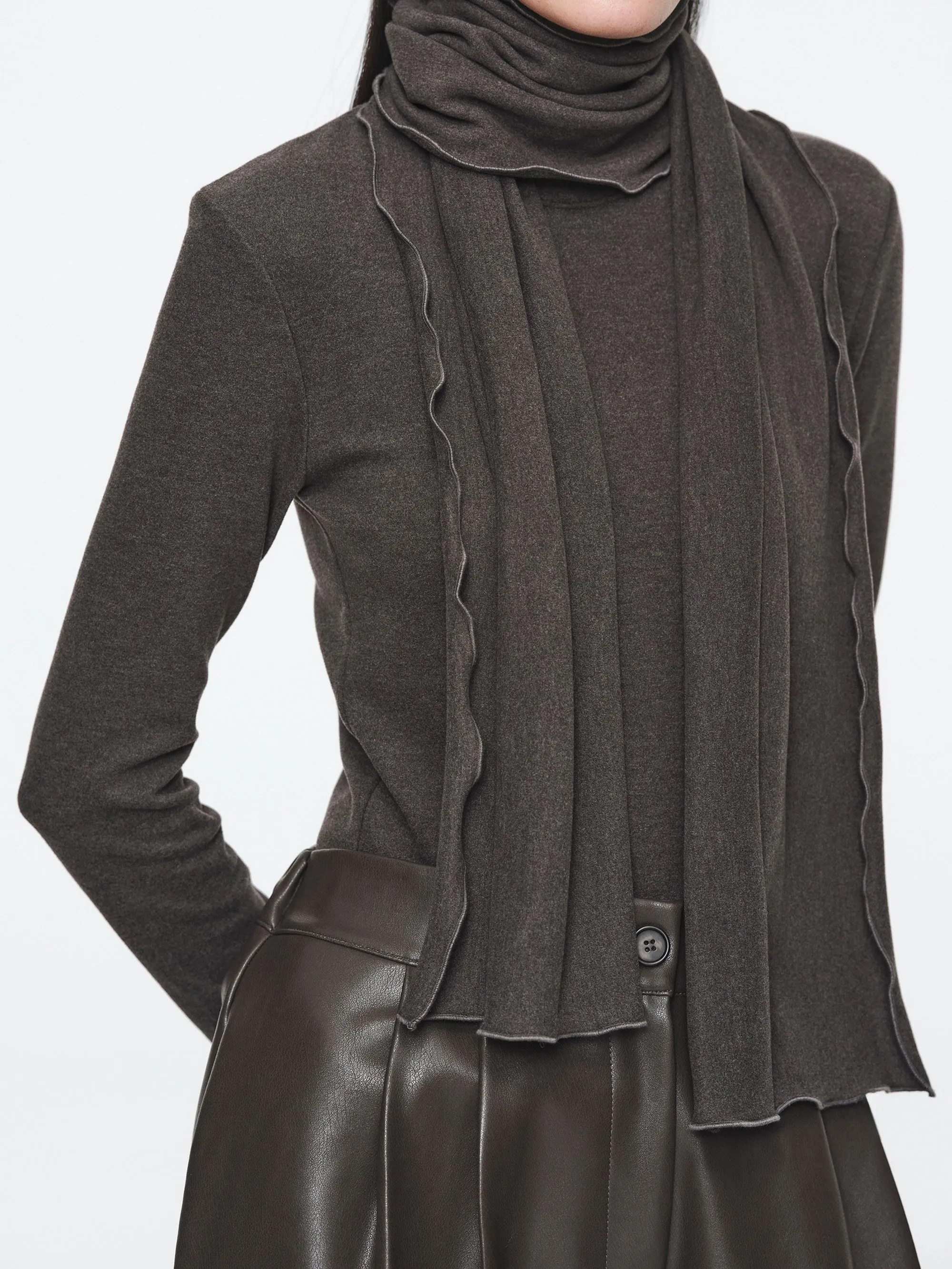 Peached Cotton Jersey T-Shirt, Charcoal sold by Source Unknown