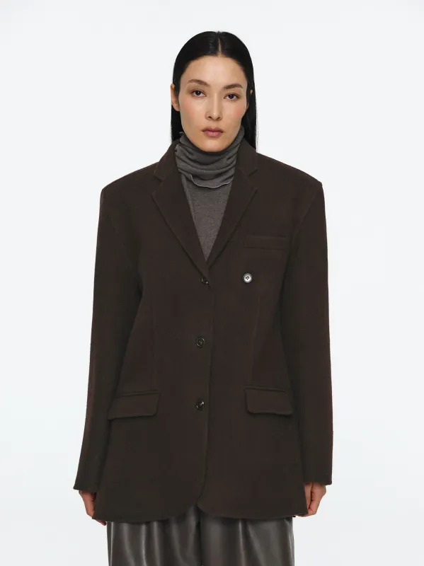 Tailored Wool Blazer, Dark Brown sold by Source Unknown