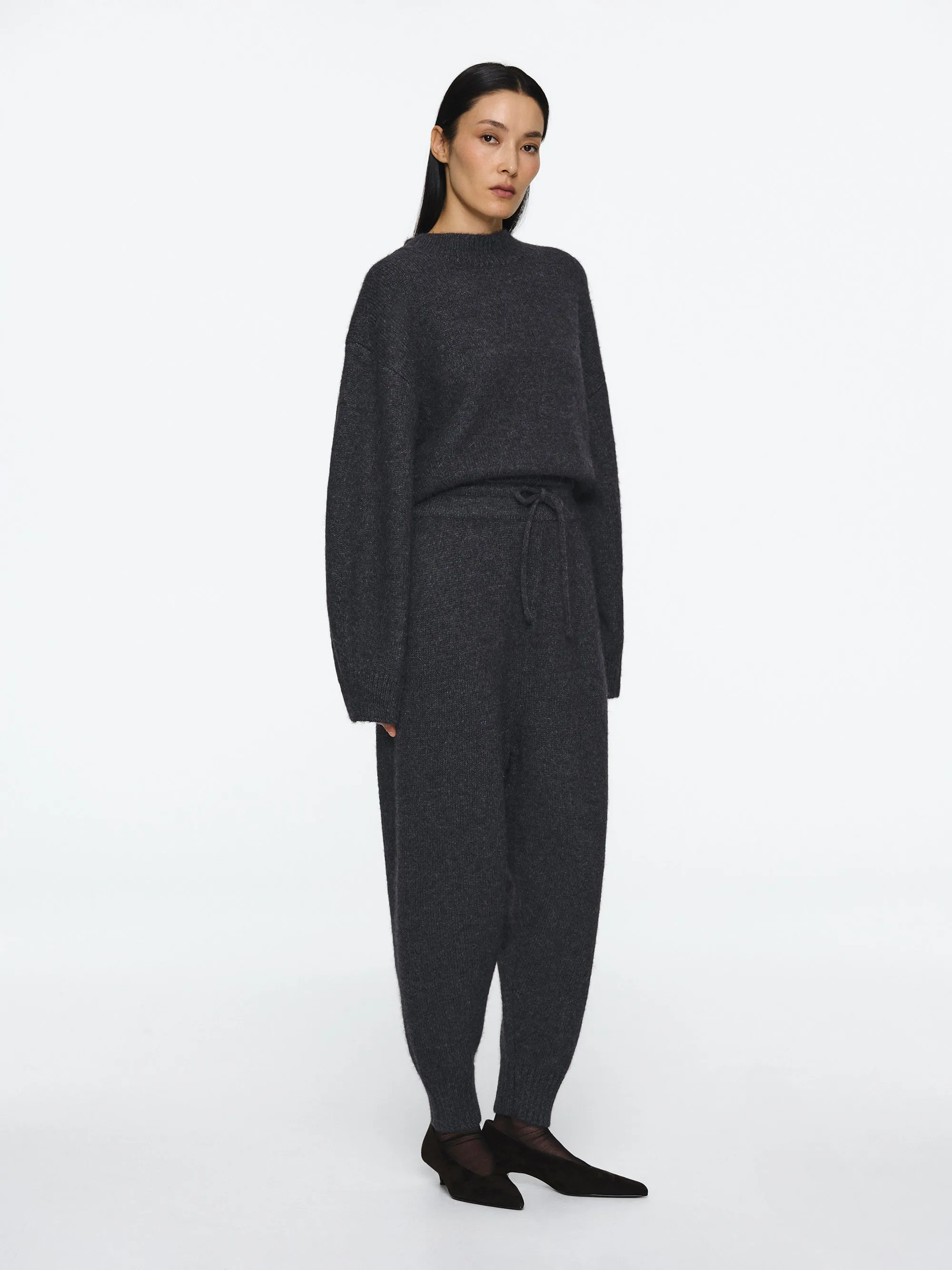 Relaxed Wool-Blend Lounge Knit Pants, Charcoal sold by Source Unknown product image thumbnail 3
