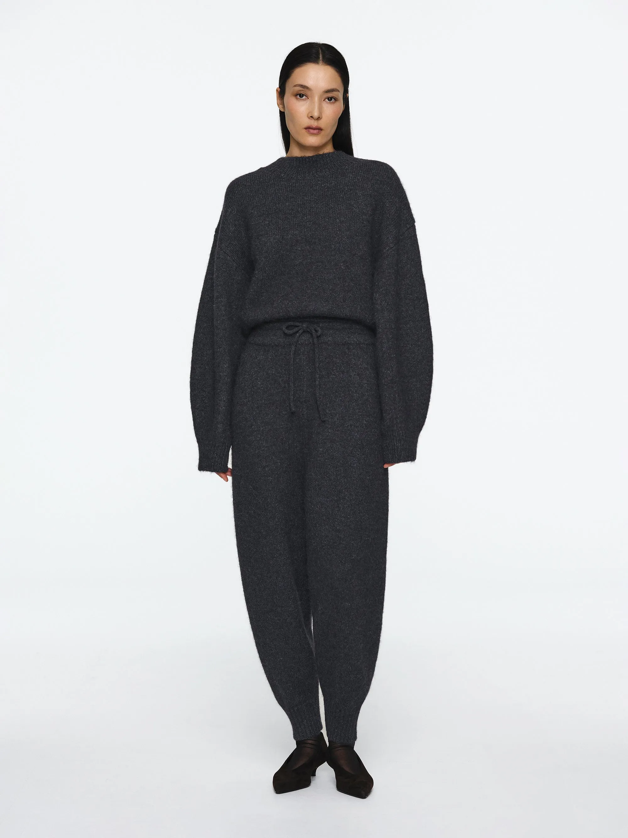 Relaxed Wool-Blend Lounge Knit Pants, Charcoal sold by Source Unknown product image thumbnail 2