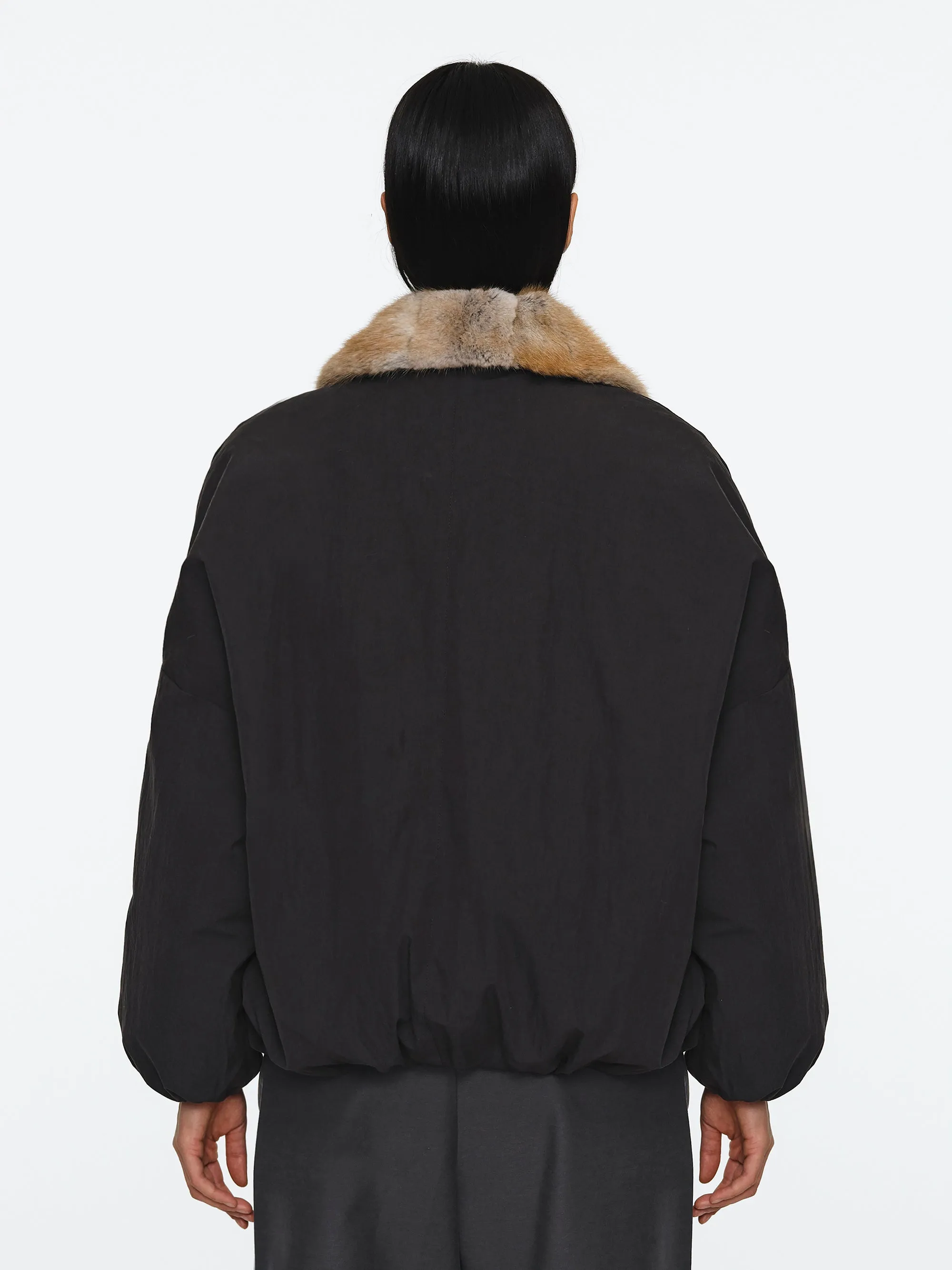 Fur Trim Goose Down Jacket, Black sold by Source Unknown product image thumbnail 4