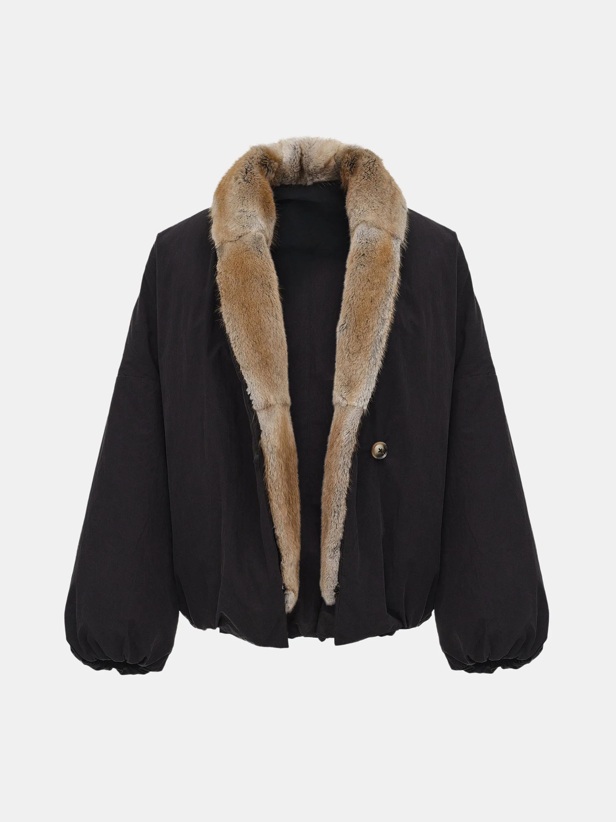 Fur Trim Goose Down Jacket, Black sold by Source Unknown product image thumbnail 5