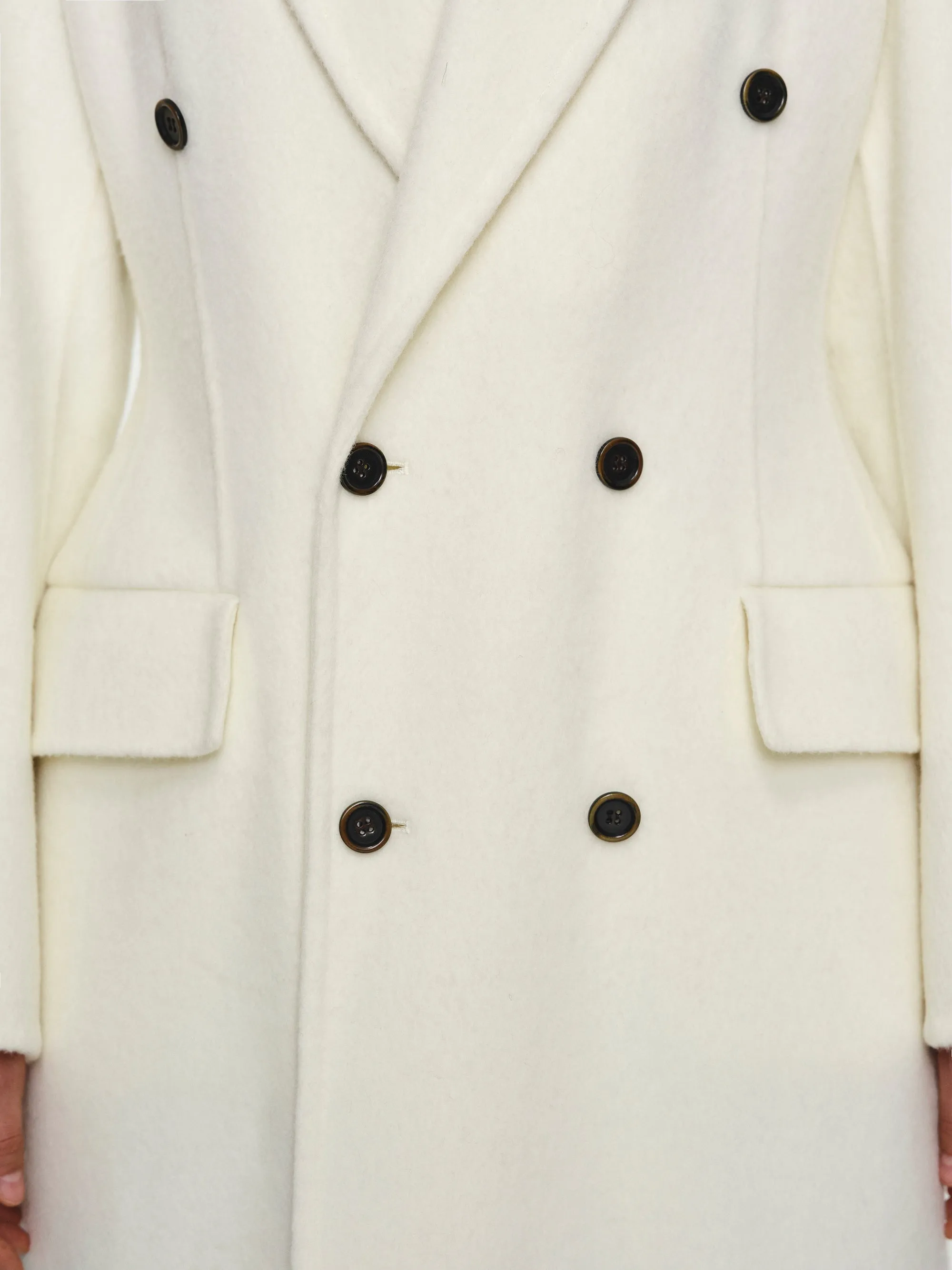 Cinched Double Breasted Long Coat, White sold by Source Unknown product image thumbnail 2