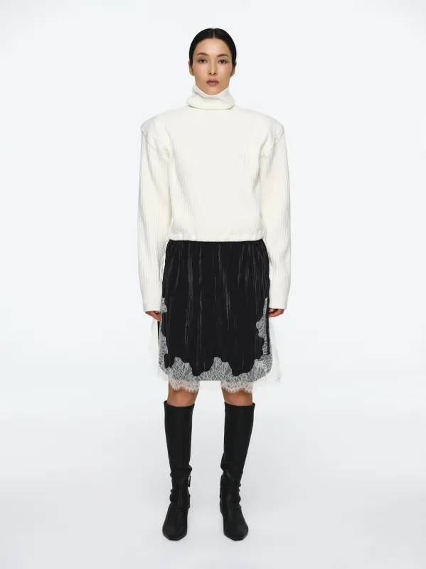 Padded Rib-Knit Sweater, Ivory sold by Source Unknown