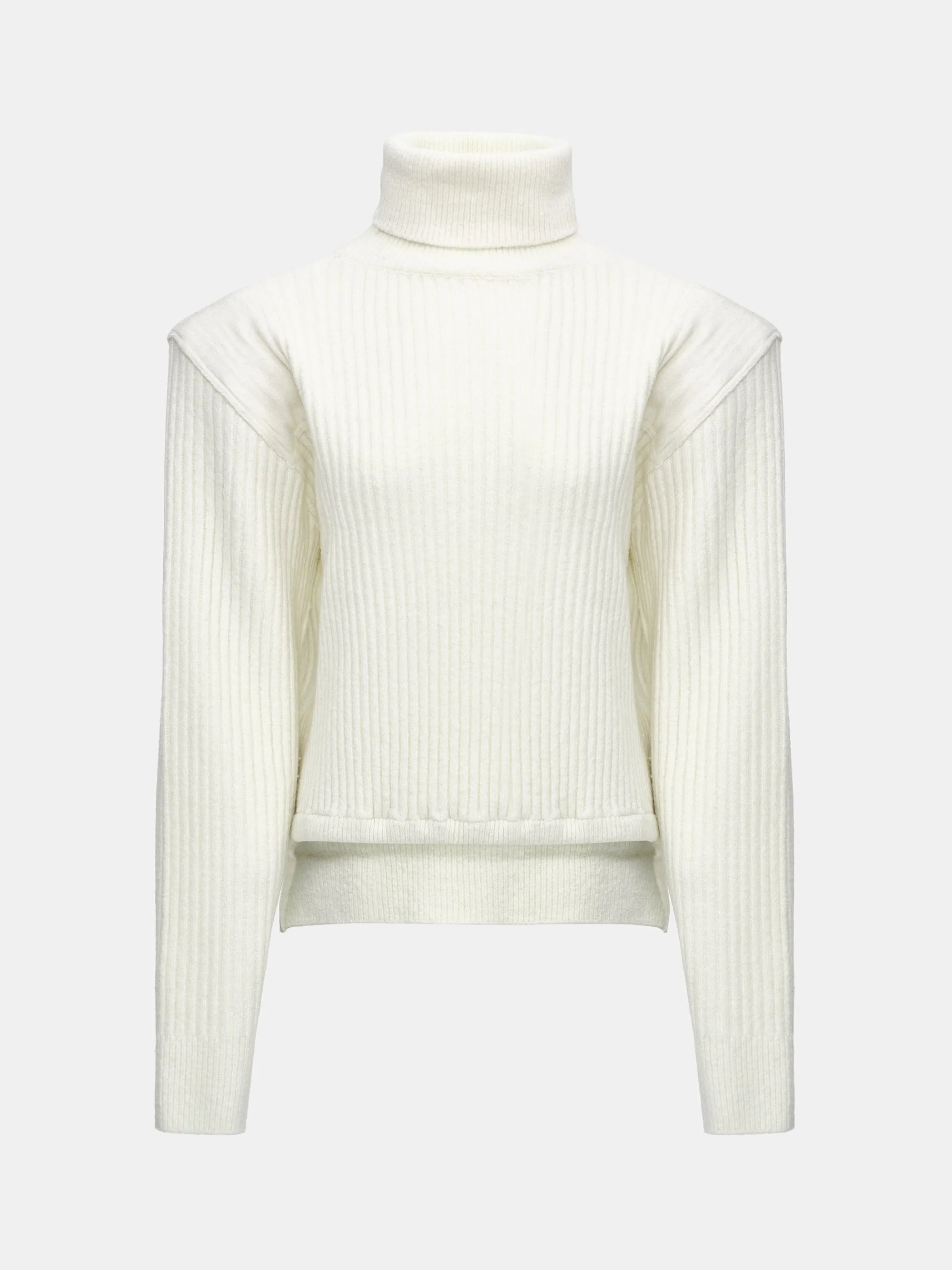 Padded Rib-Knit Sweater, Ivory sold by Source Unknown product image thumbnail 5