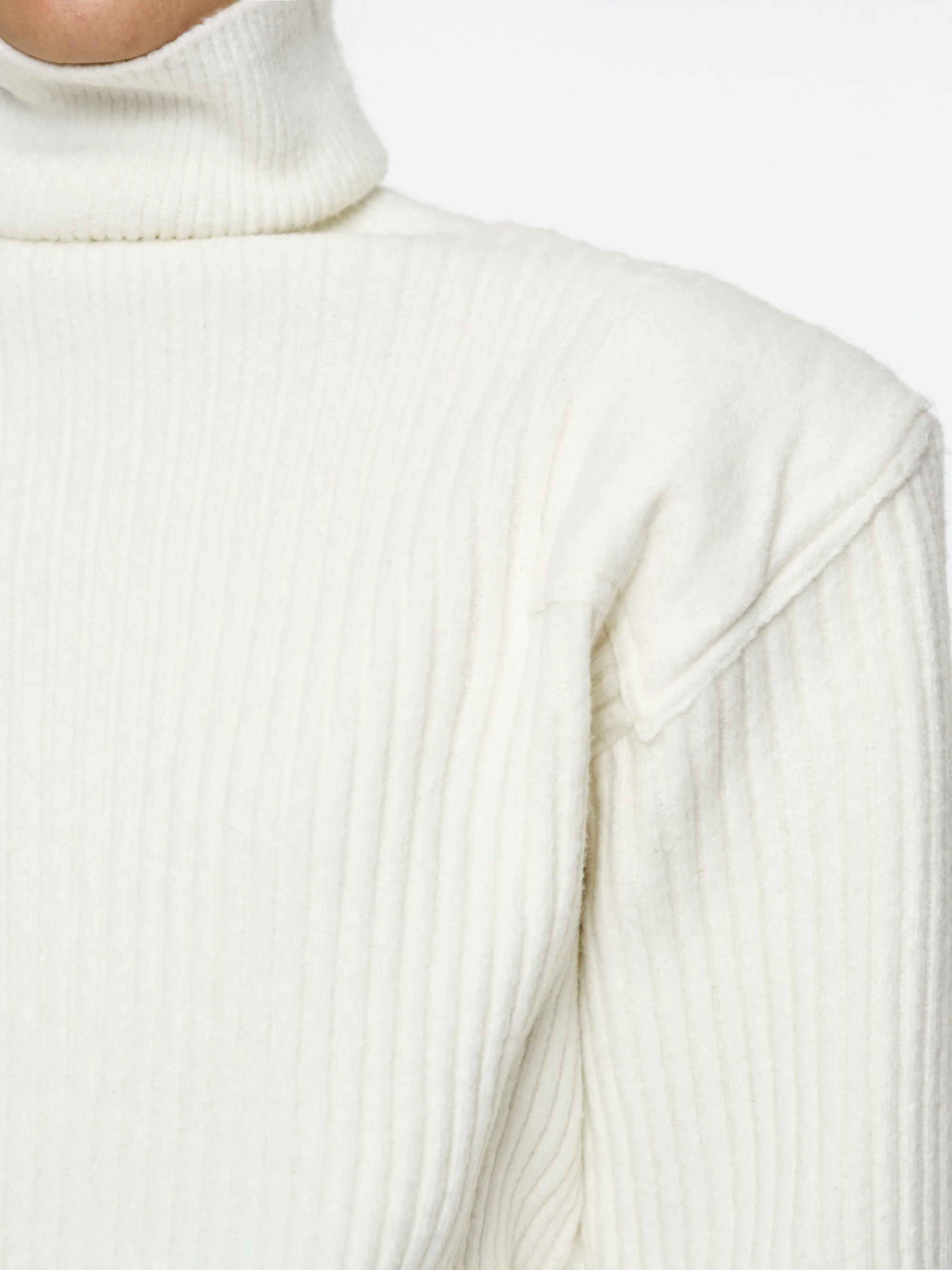 Padded Rib-Knit Sweater, Ivory sold by Source Unknown product image thumbnail 2