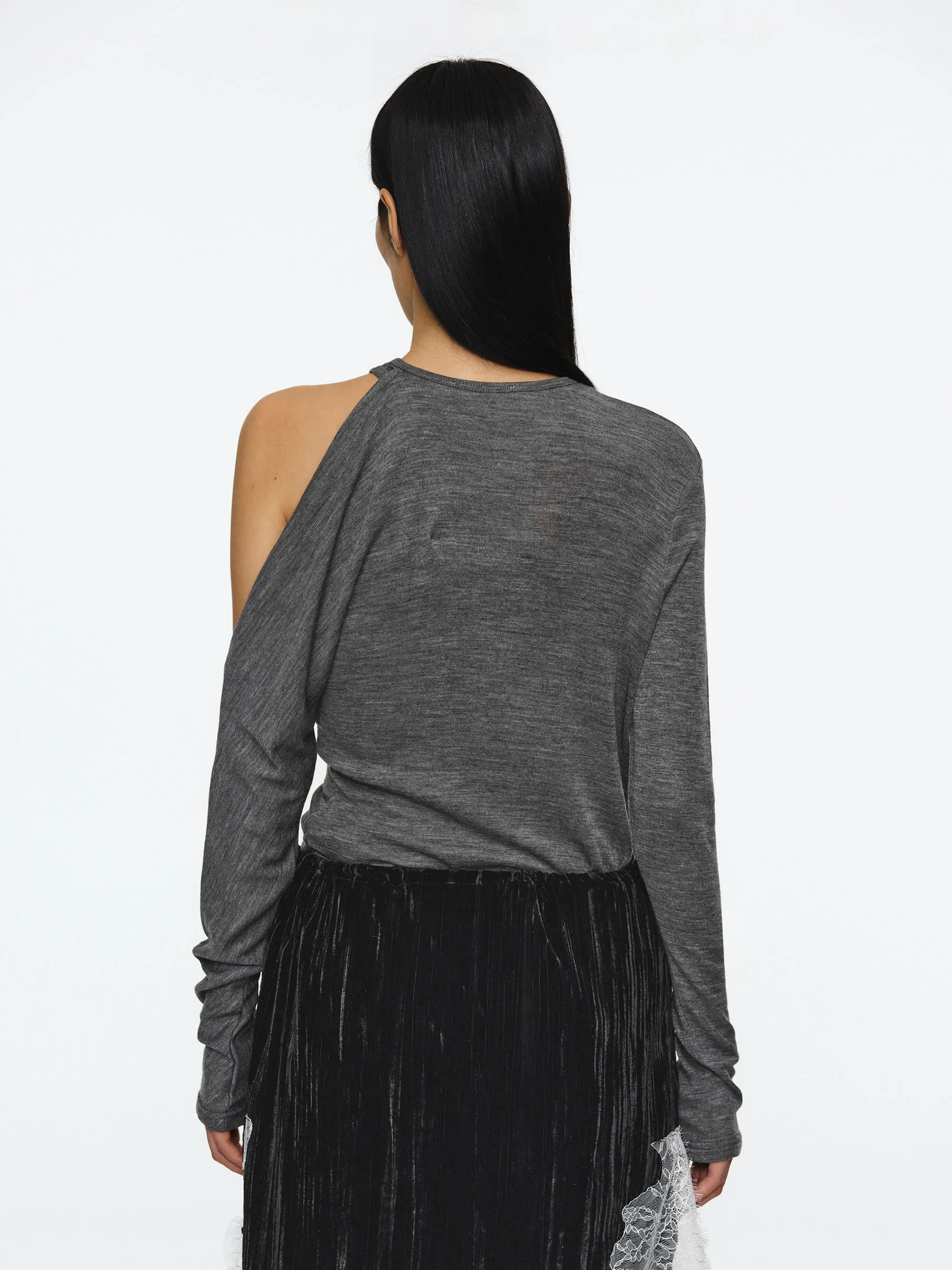 Double Layered Semi-Sheer Top, Charcoal sold by Source Unknown product image thumbnail 4