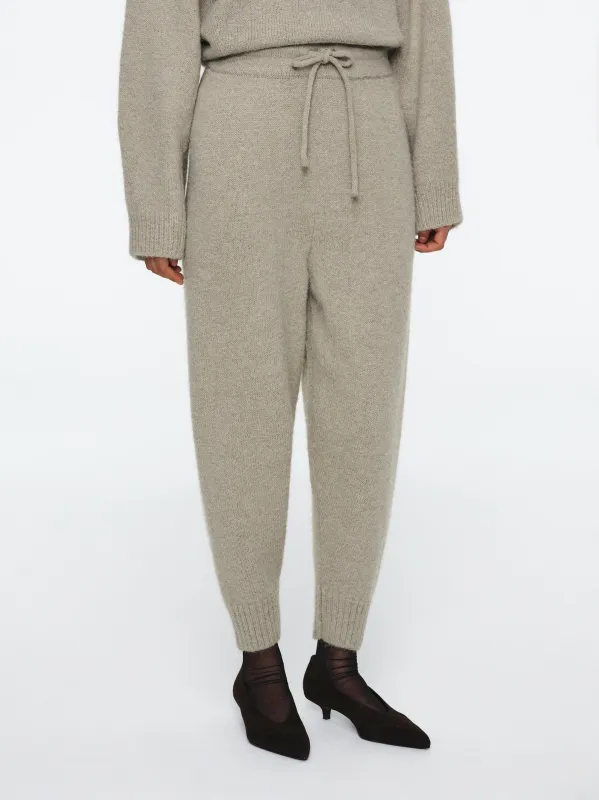 Relaxed Wool-Blend Lounge Knit Pants, Beige sold by Source Unknown