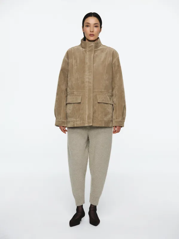 Faux Suede Padded Jacket, Beige sold by Source Unknown