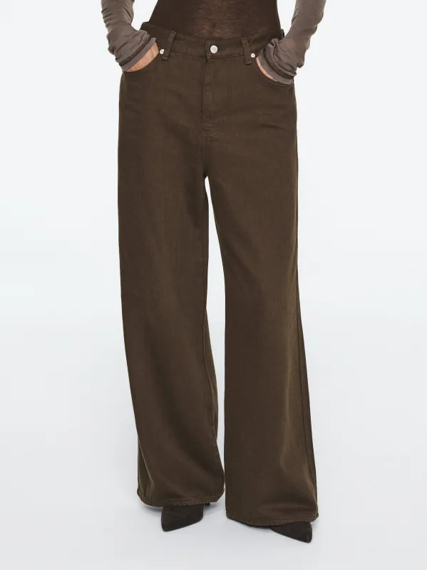 Wide-Leg Jeans, Brown made by Source Unknown