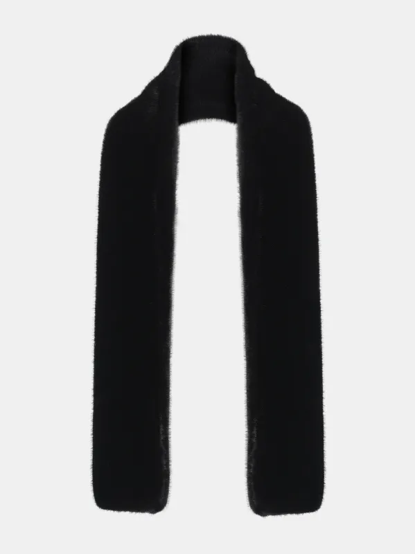 Faux Furry Scarf, Black sold by Source Unknown