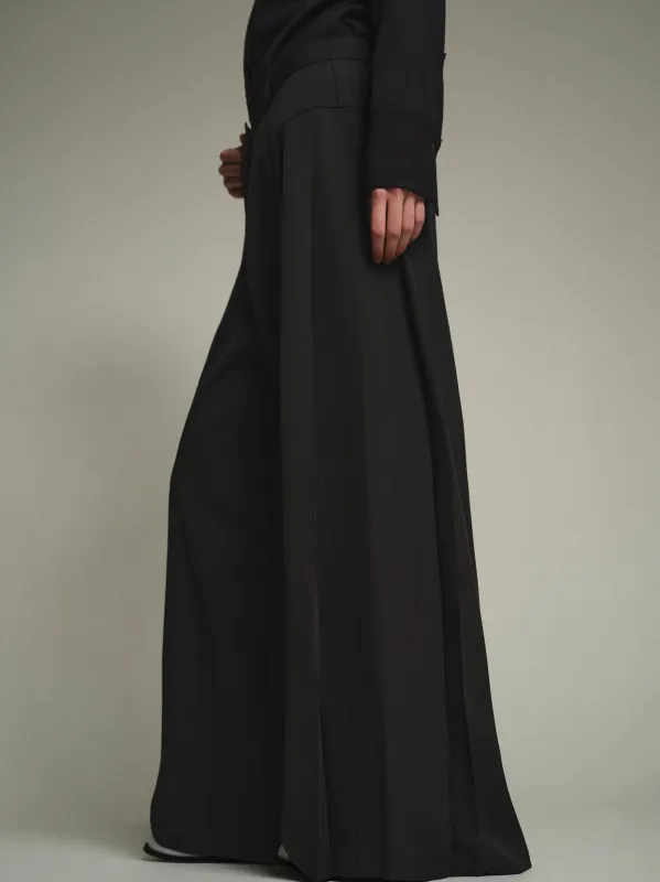 Flowy Wide-Leg Pants, Black sold by Source Unknown