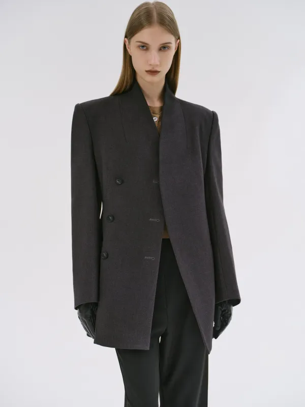 Corrin Wrap Blazer, Charcoal sold by Source Unknown