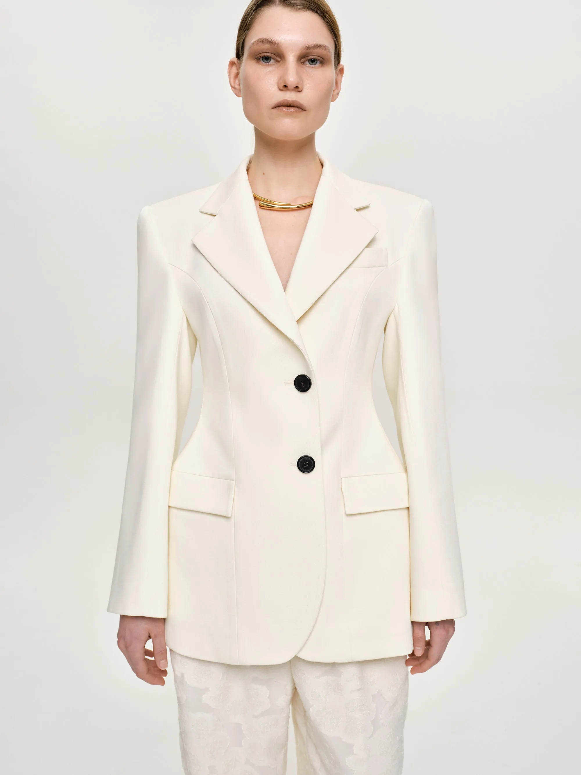 Poldo Hourglass Blazer, Cream sold by Source Unknown