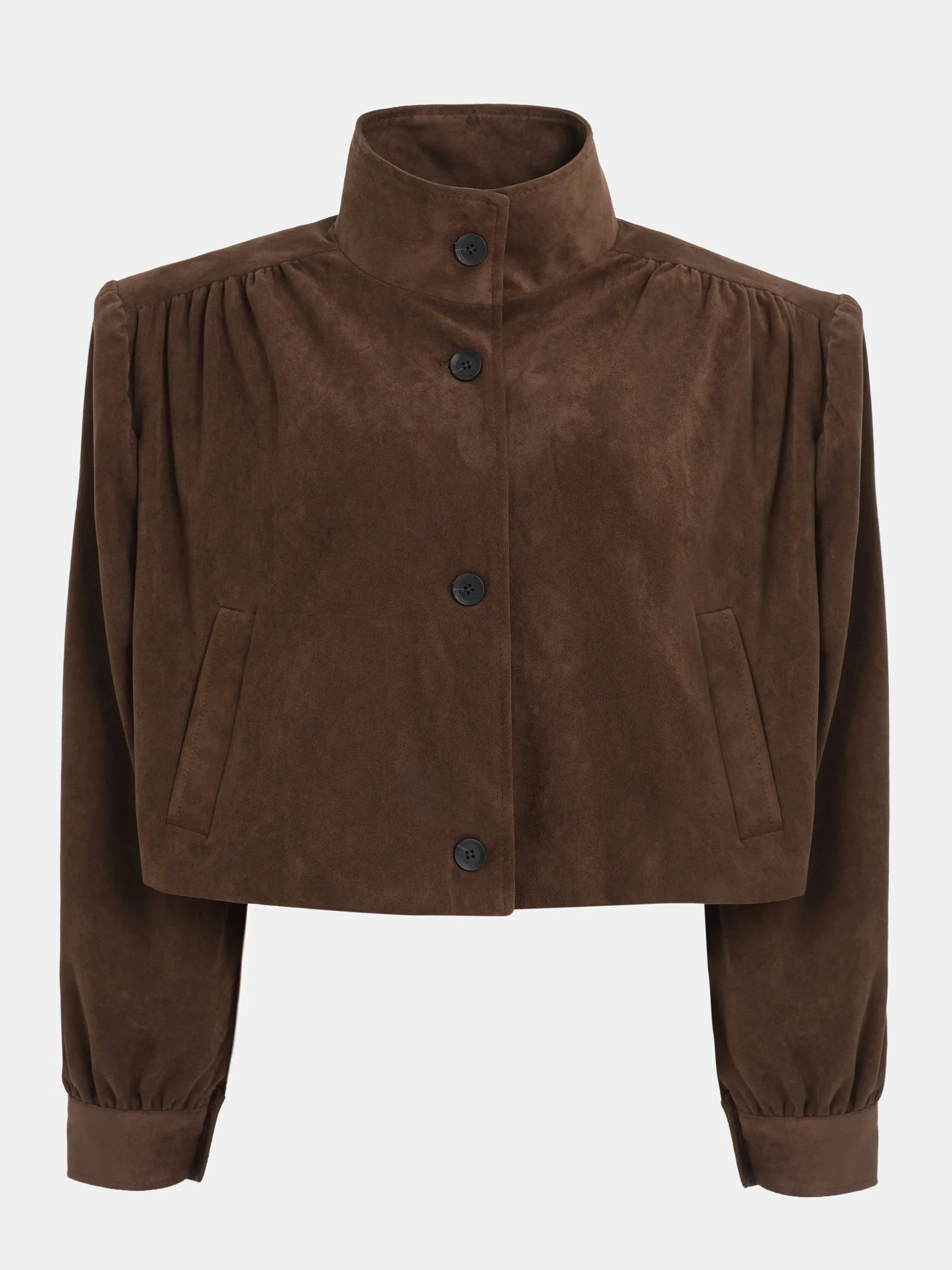 Lalisa Ruched Suede Bomber, Burnt Umber sold by Source Unknown product image thumbnail 5
