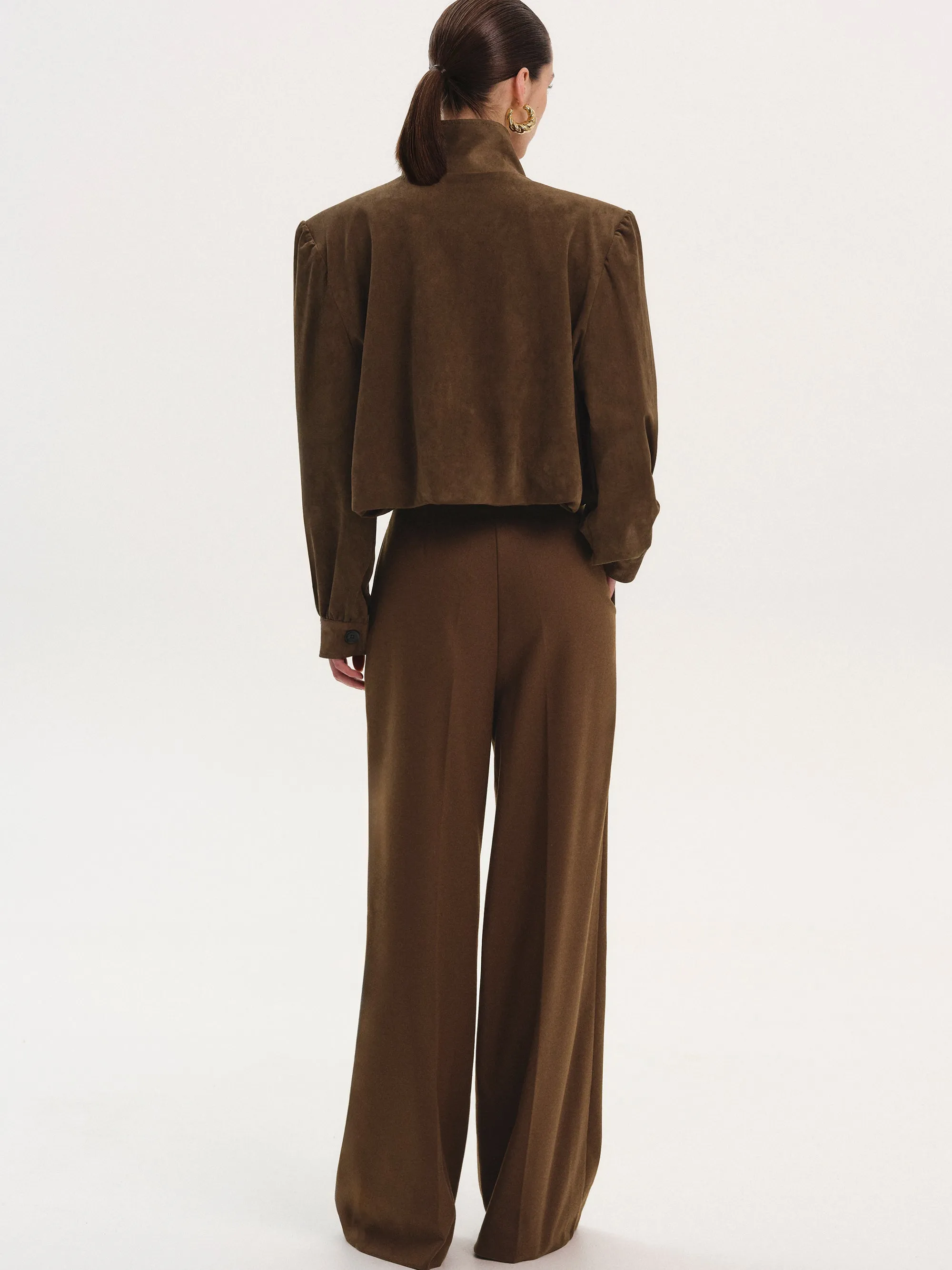 Lalisa Ruched Suede Bomber, Burnt Umber sold by Source Unknown product image thumbnail 4