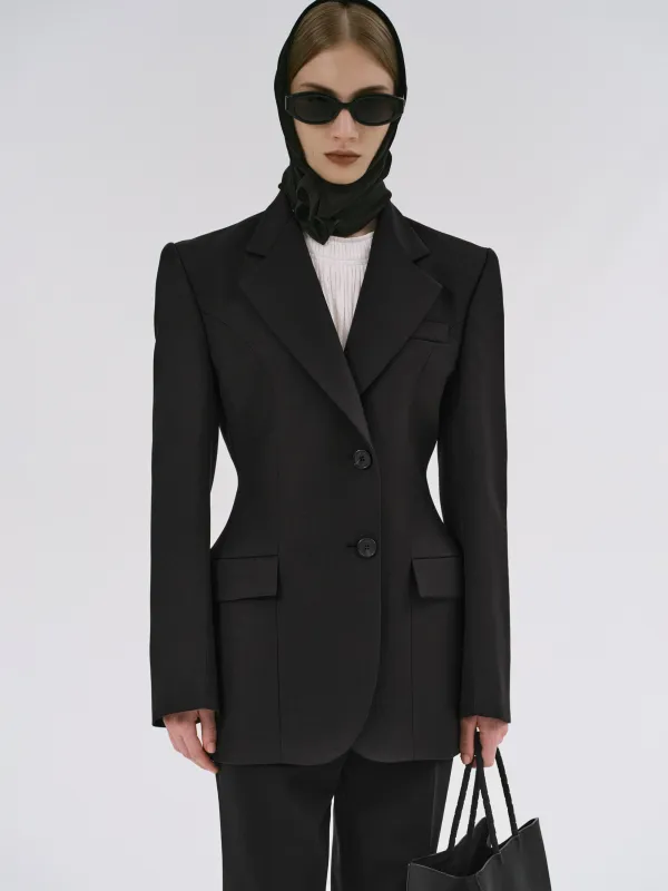 Poldo Hourglass Blazer, Black sold by Source Unknown