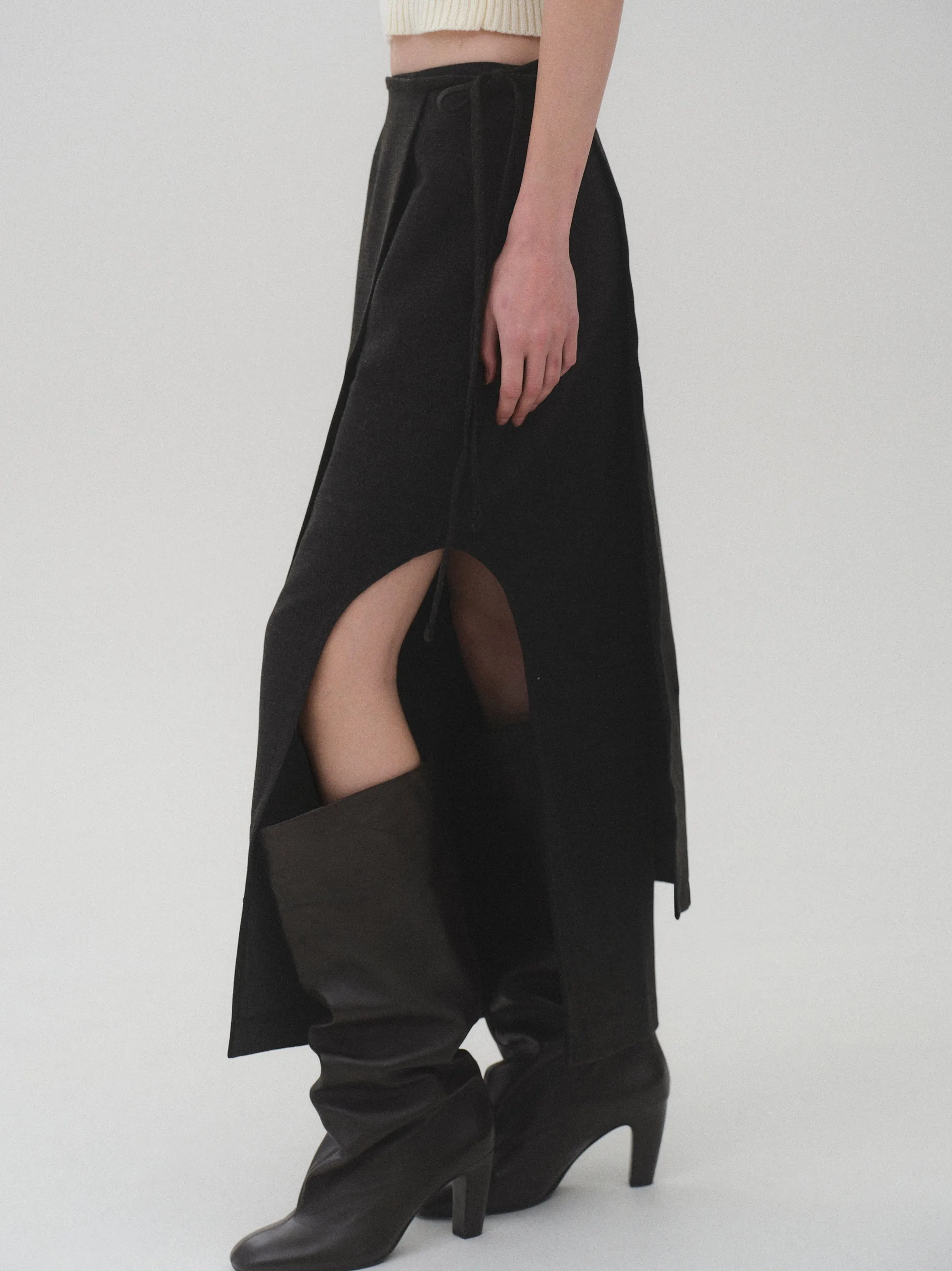 Sculpted Wrap Skirt, Charcoal sold by Source Unknown product image thumbnail 4