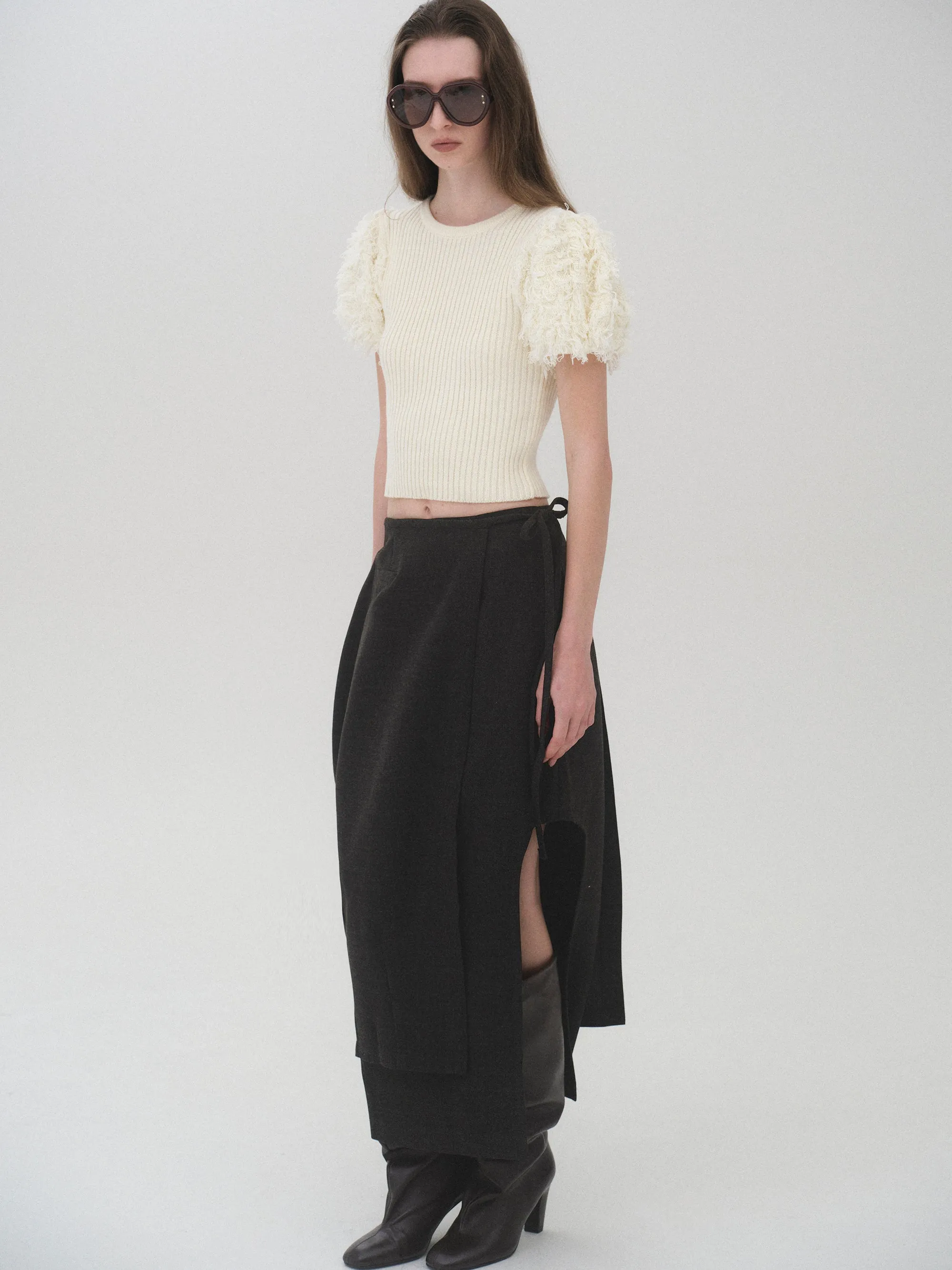 Sculpted Wrap Skirt, Charcoal sold by Source Unknown product image thumbnail 5