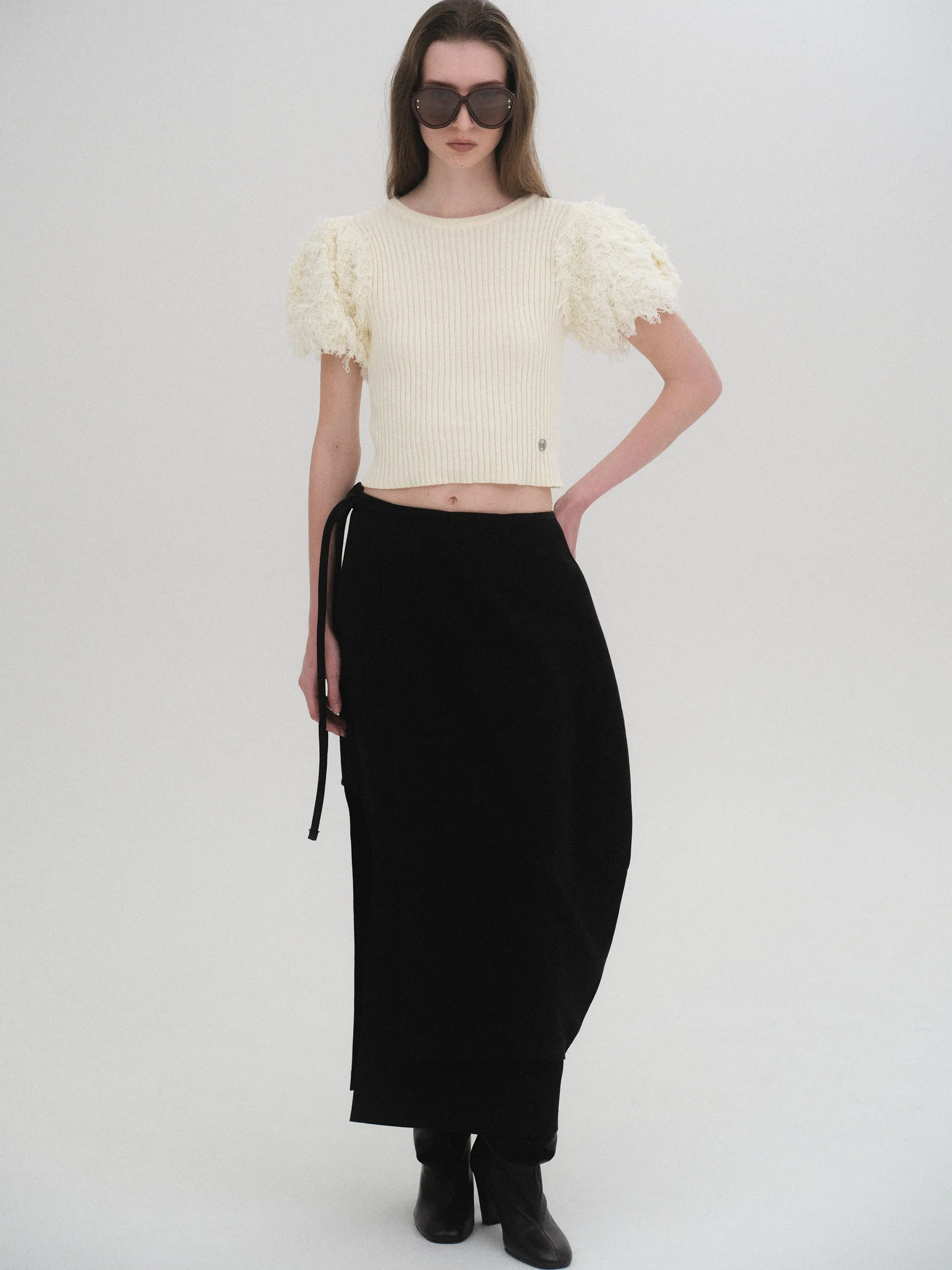 Sculpted Wrap Skirt, Charcoal sold by Source Unknown product image thumbnail 3