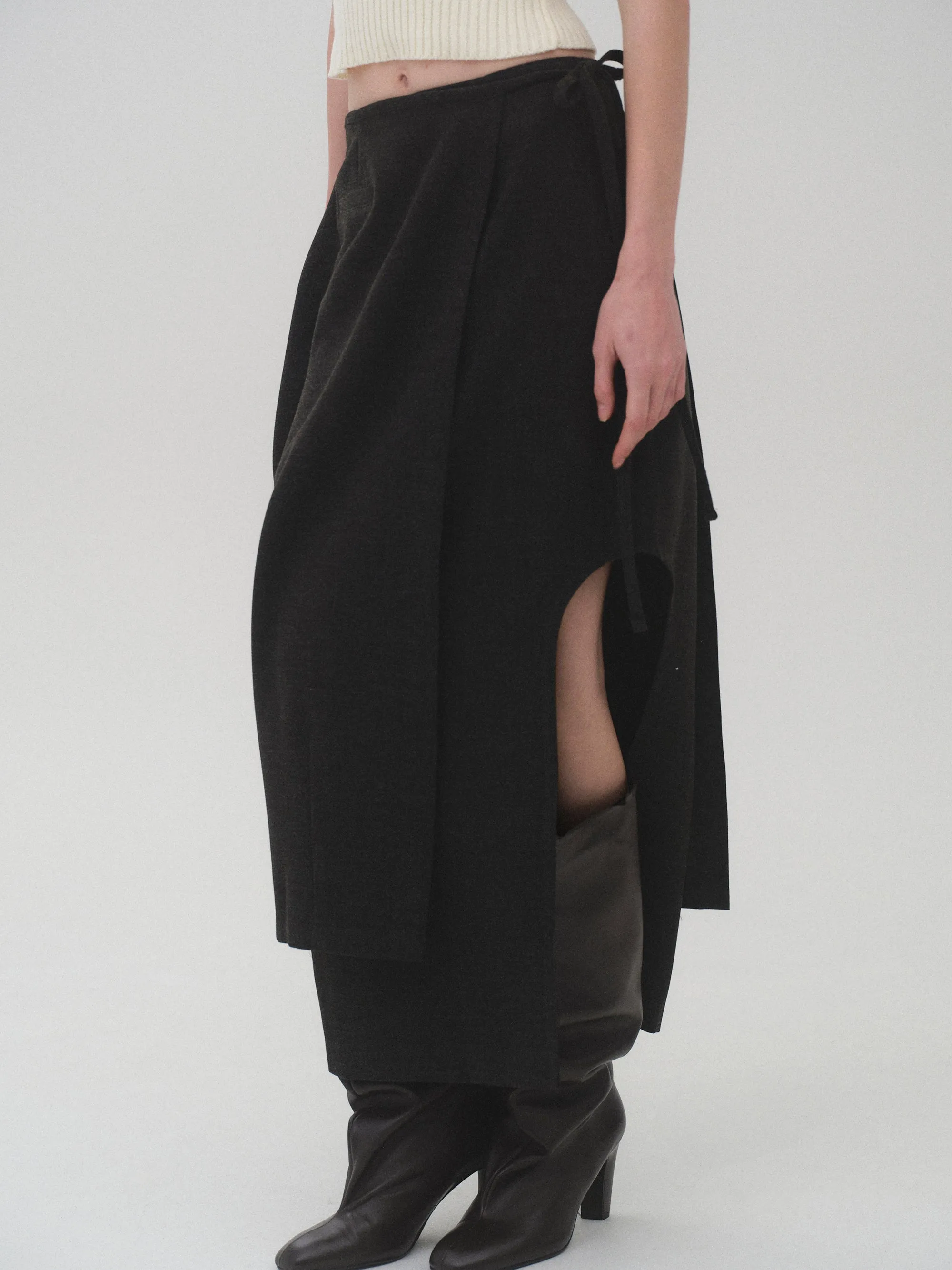 Sculpted Wrap Skirt, Charcoal sold by Source Unknown product image thumbnail 2