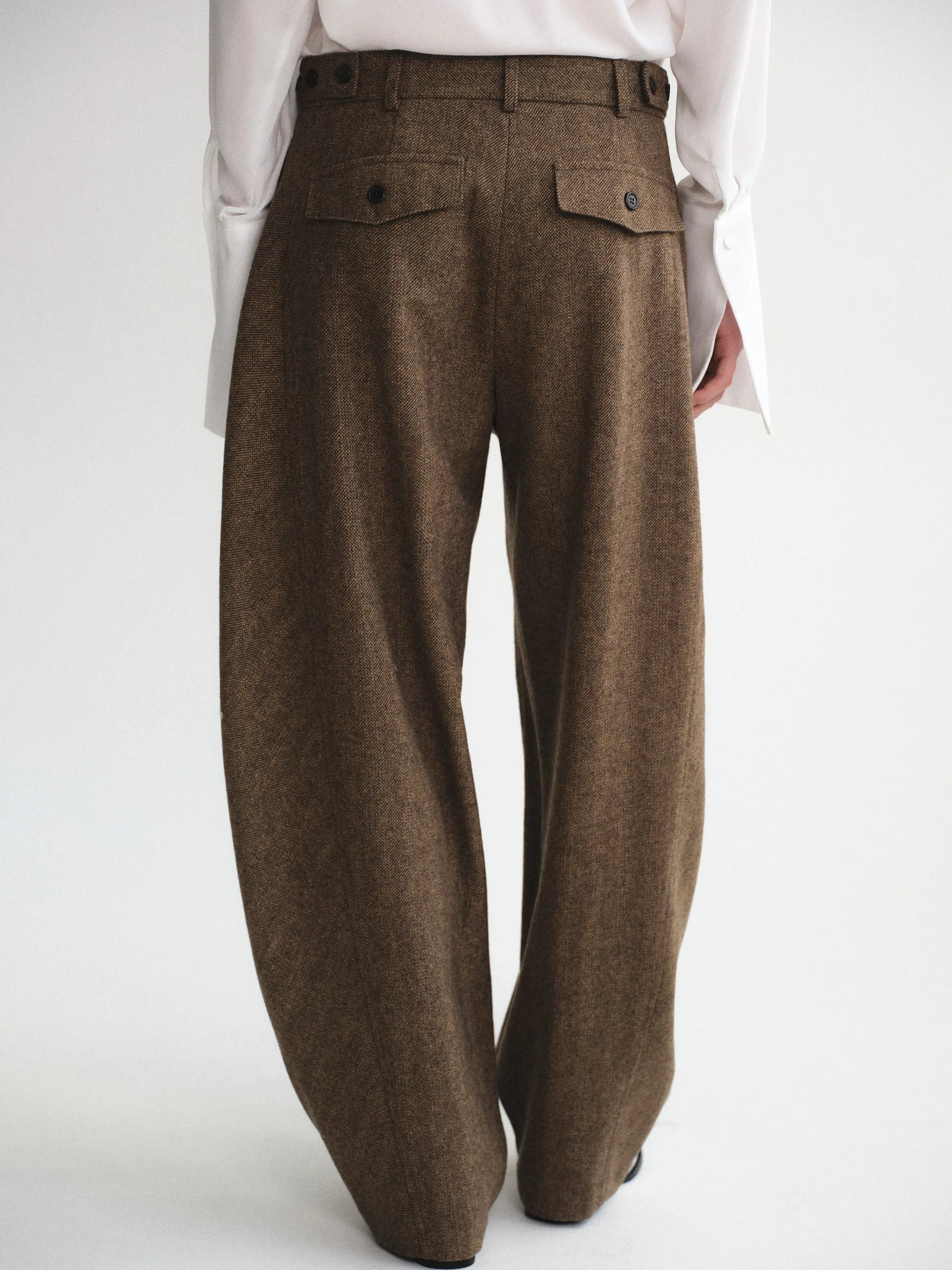 Herringbone Tuck Trousers, Brown sold by Source Unknown product image thumbnail 4