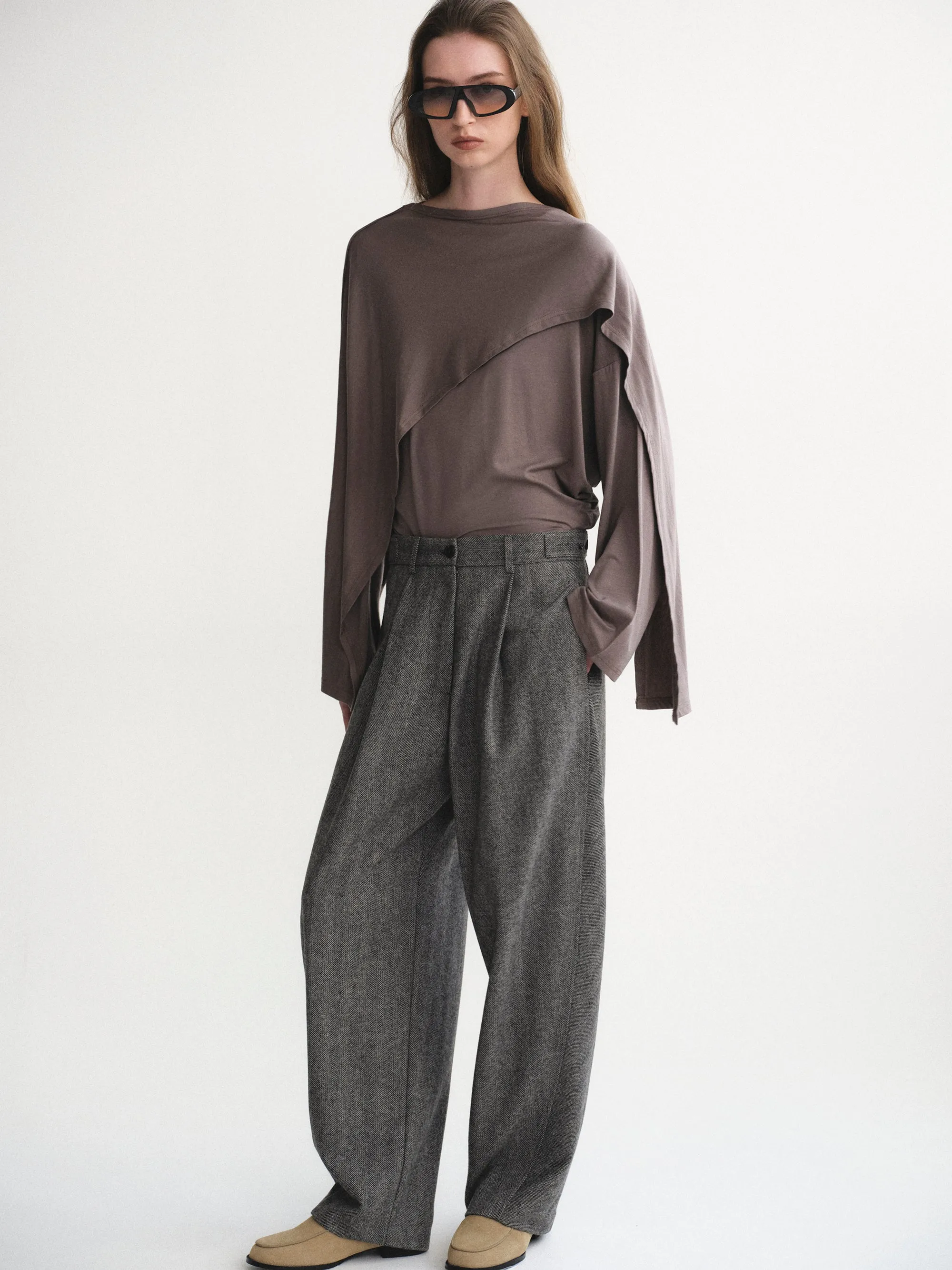 Herringbone Tuck Trousers, Charcoal sold by Source Unknown product image thumbnail 5
