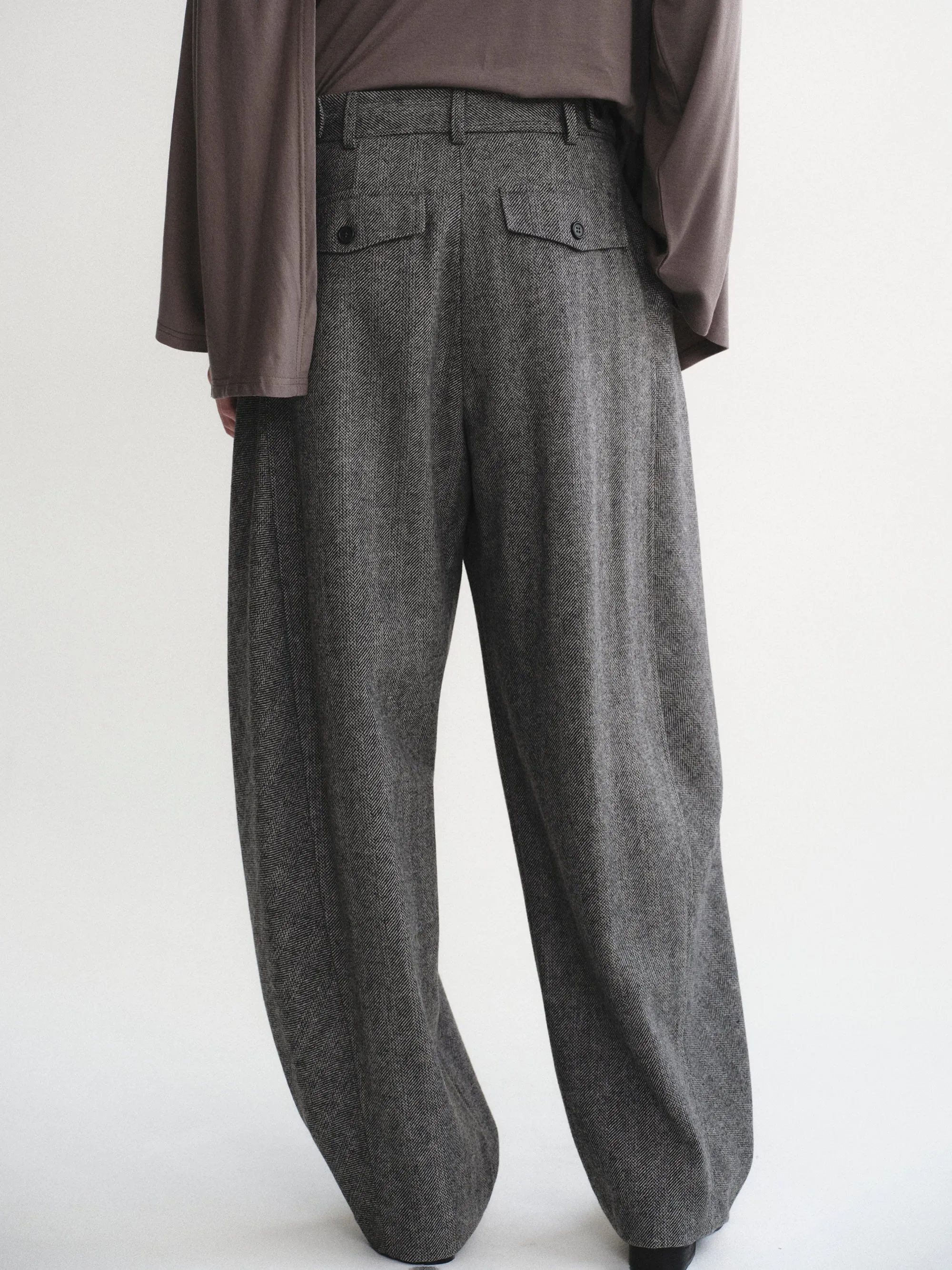Herringbone Tuck Trousers, Charcoal sold by Source Unknown product image thumbnail 2
