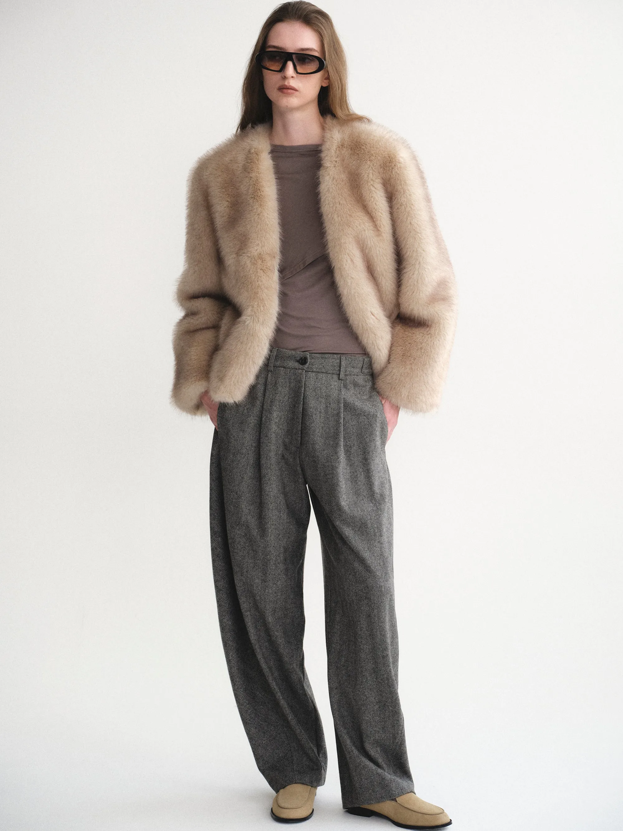 Herringbone Tuck Trousers, Charcoal sold by Source Unknown product image thumbnail 3