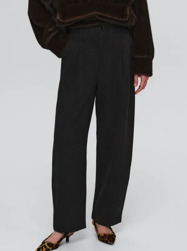Melange Wool-Blend Trousers, Black sold by Source Unknown