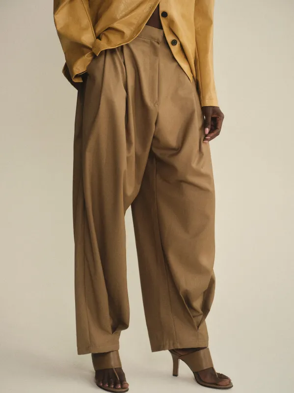 Ankle Pleat Trousers, Beige sold by Source Unknown