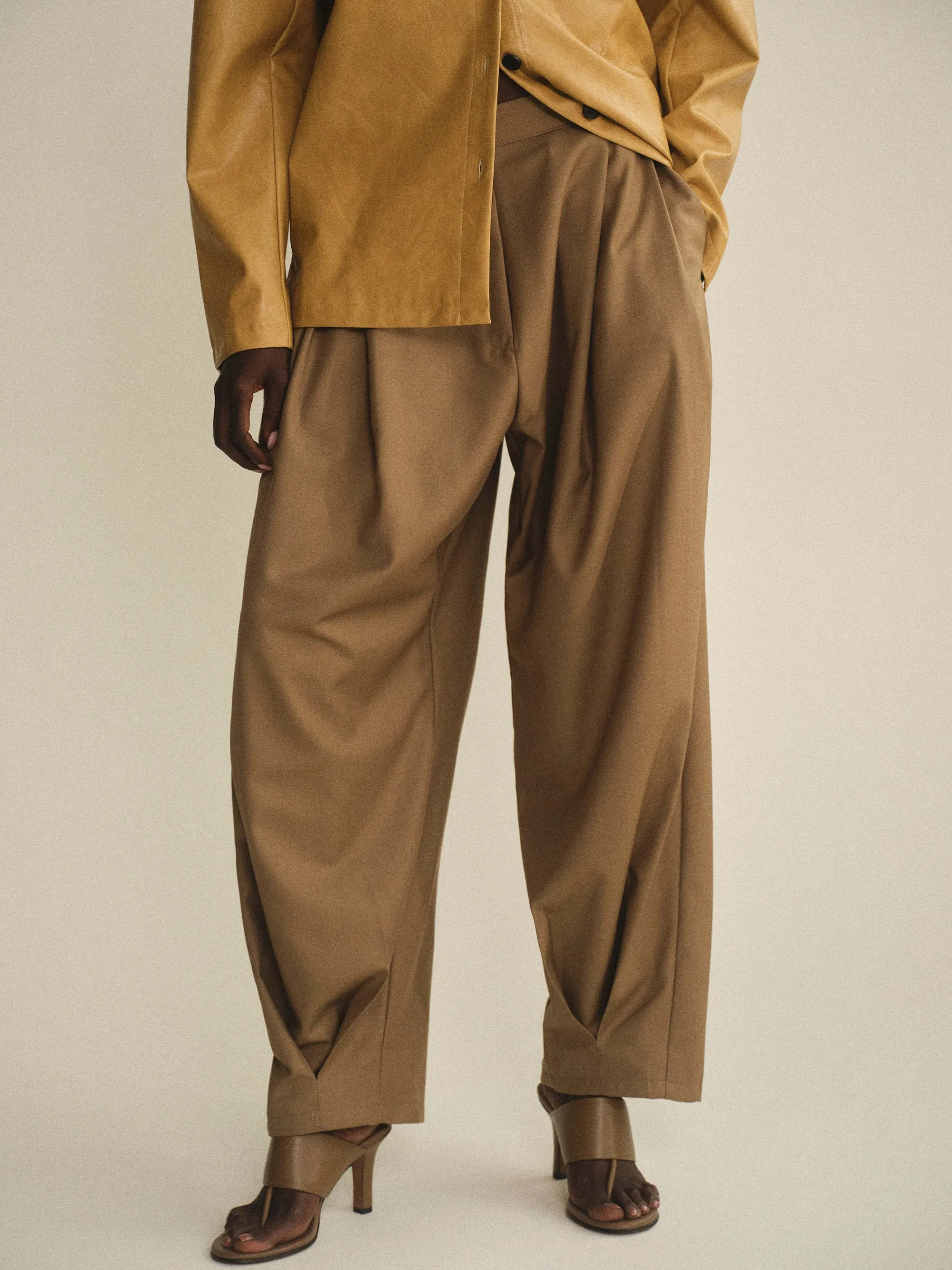 Ankle Pleat Trousers, Beige sold by Source Unknown product image thumbnail 3