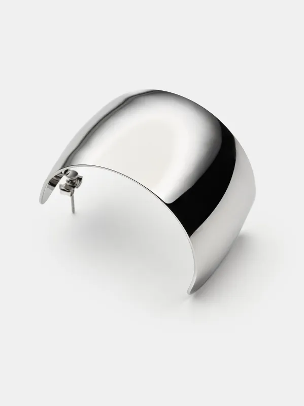 Crescent Hoop Earrings, Silver made by Source Unknown