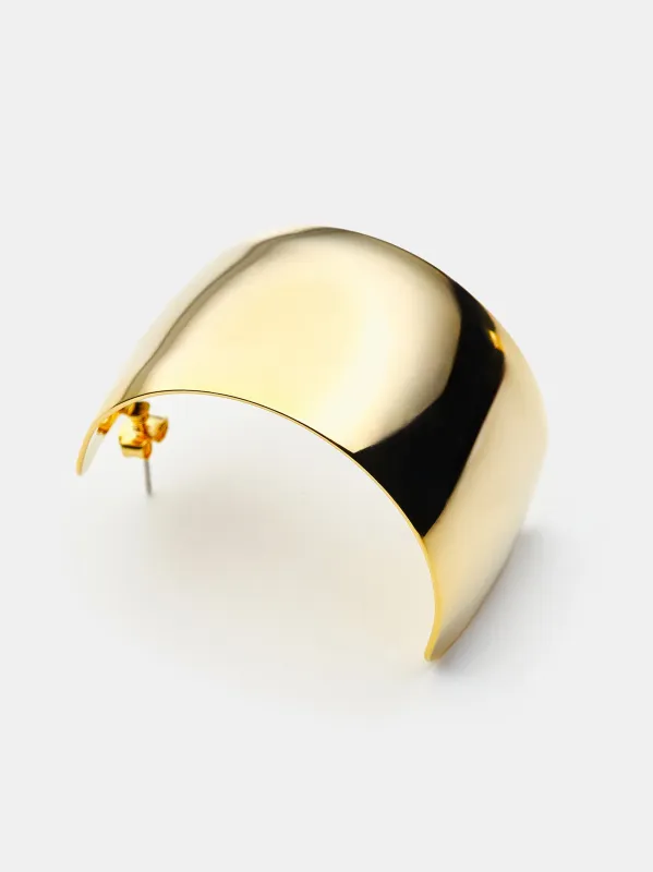 Crescent Hoop Earrings, Gold made by Source Unknown