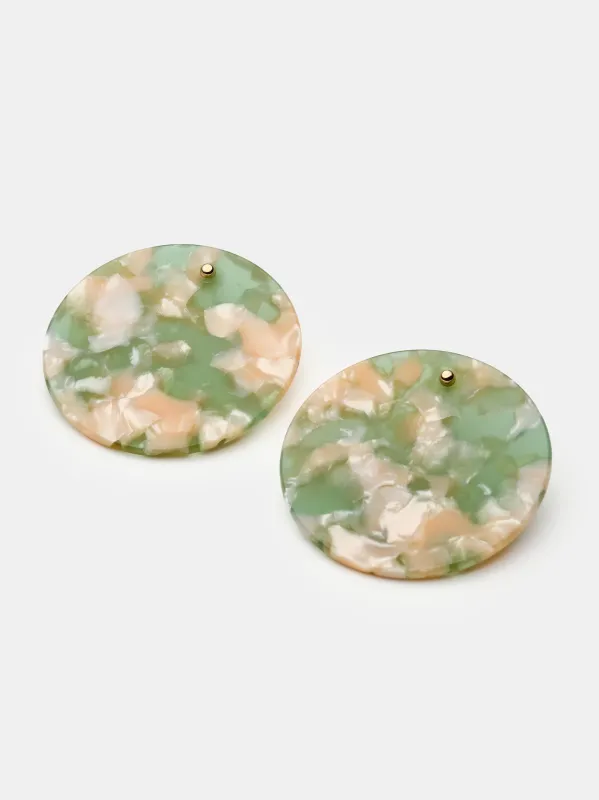Marble Stud Earrings, Sage made by Source Unknown
