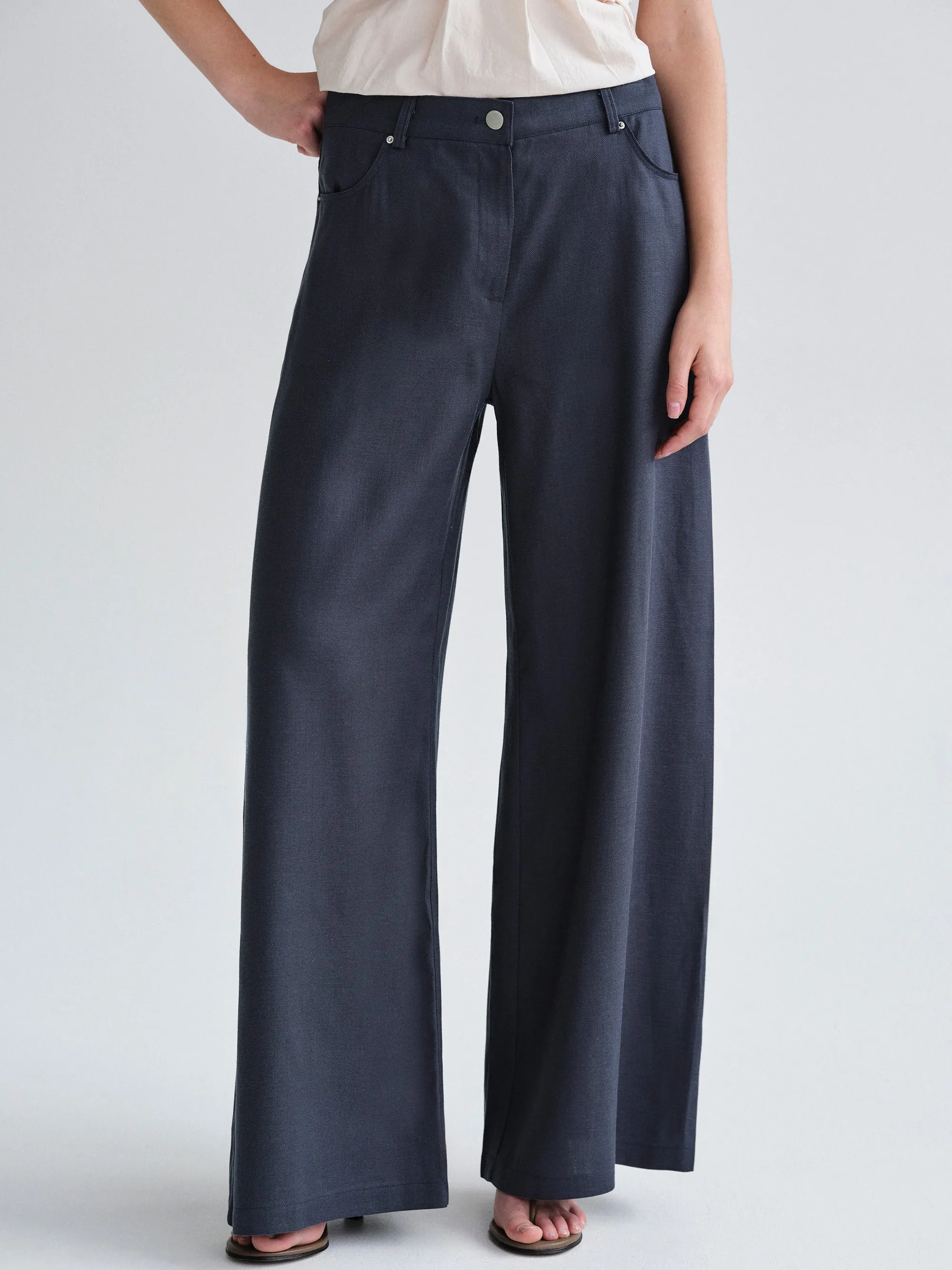 Mirko Fluid Tencel Denim Pants, Navy sold by Source Unknown product image thumbnail 4