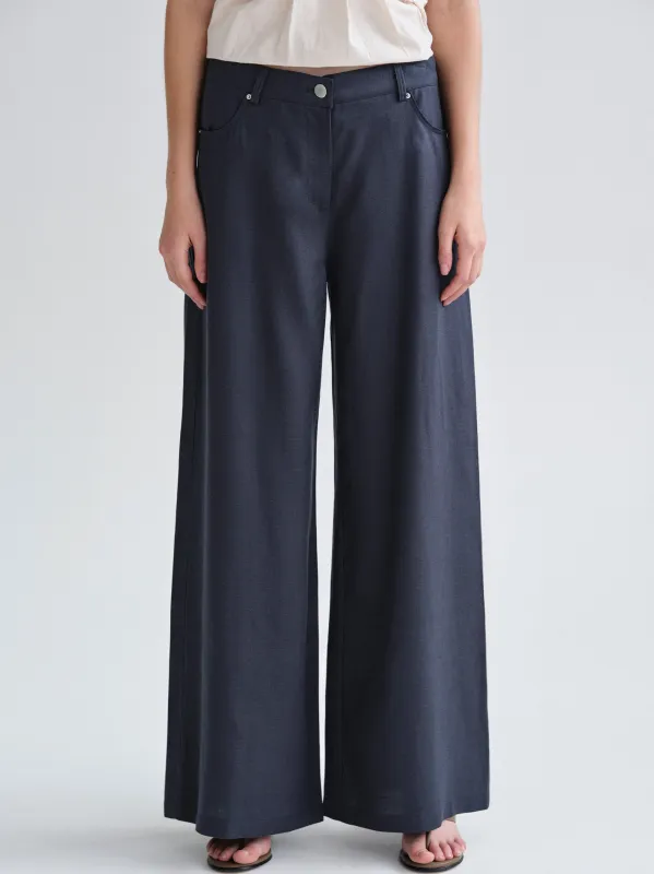 Mirko Fluid Tencel Denim Pants, Navy sold by Source Unknown