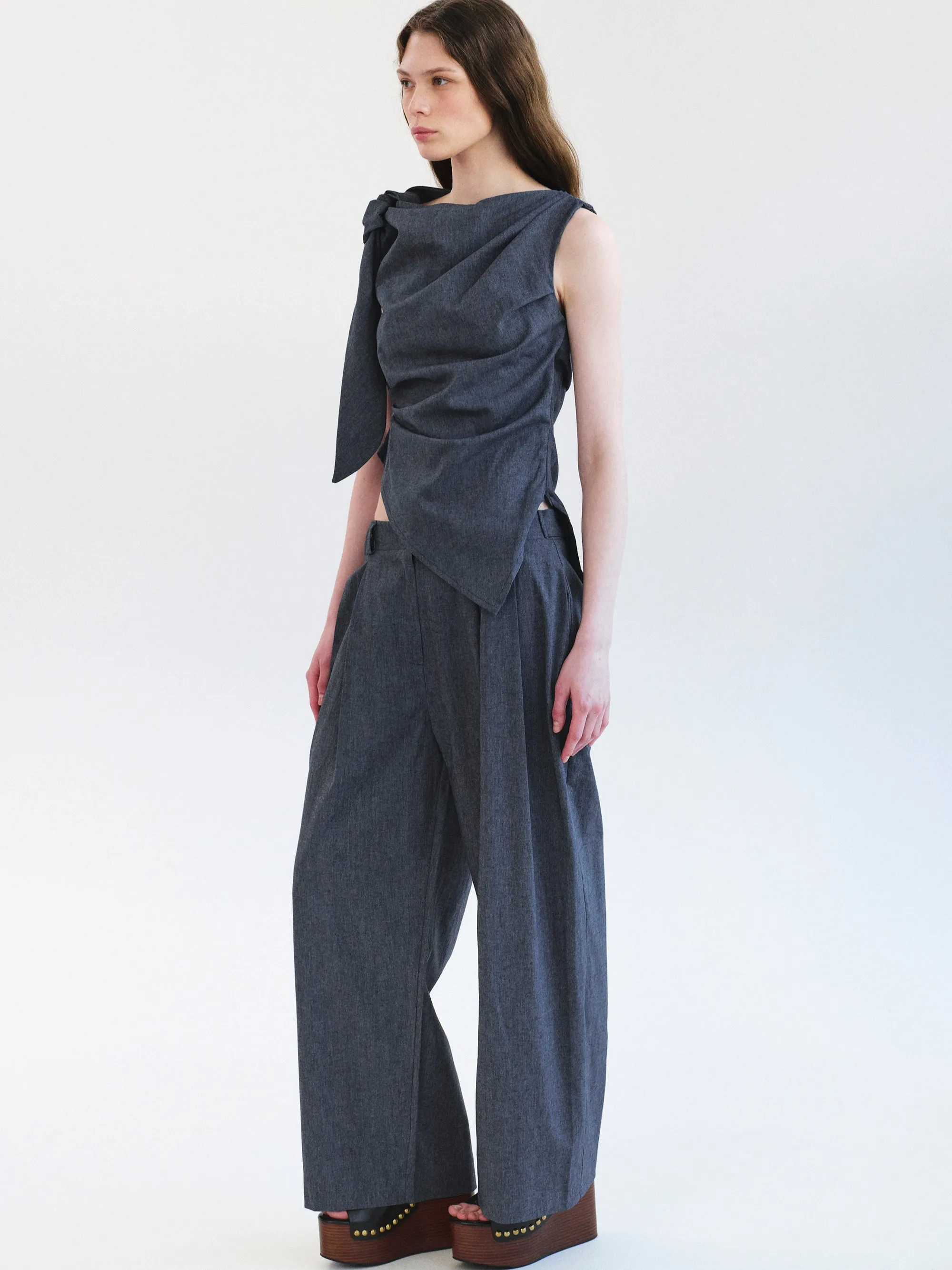 Elvana Pleated Pants, Blue sold by Source Unknown product image thumbnail 2