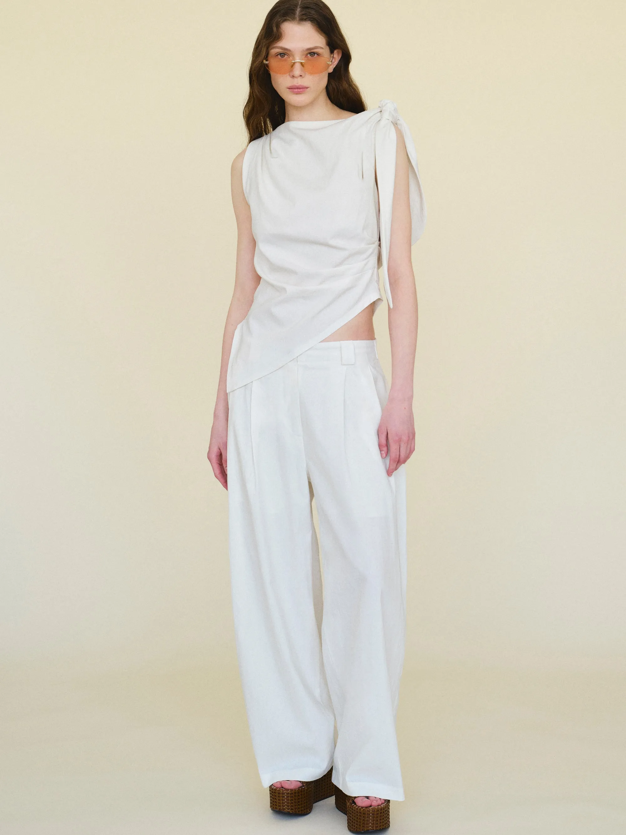 Elvana Pleated Pants, White sold by Source Unknown product image thumbnail 3