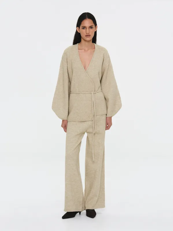 Robe Cardigan & Pants Set, Melange Beige sold by Source Unknown